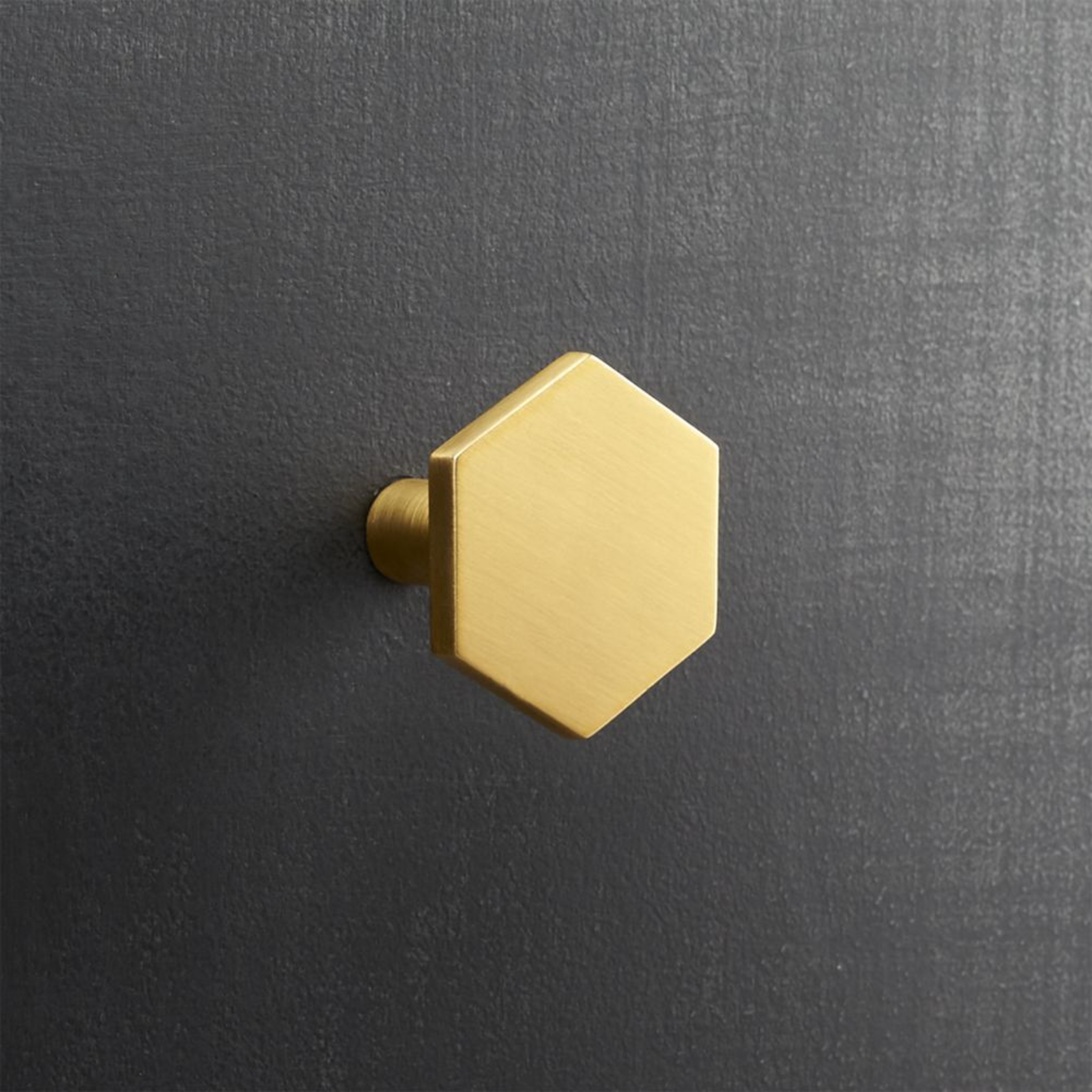 hex brushed brass knob - CB2