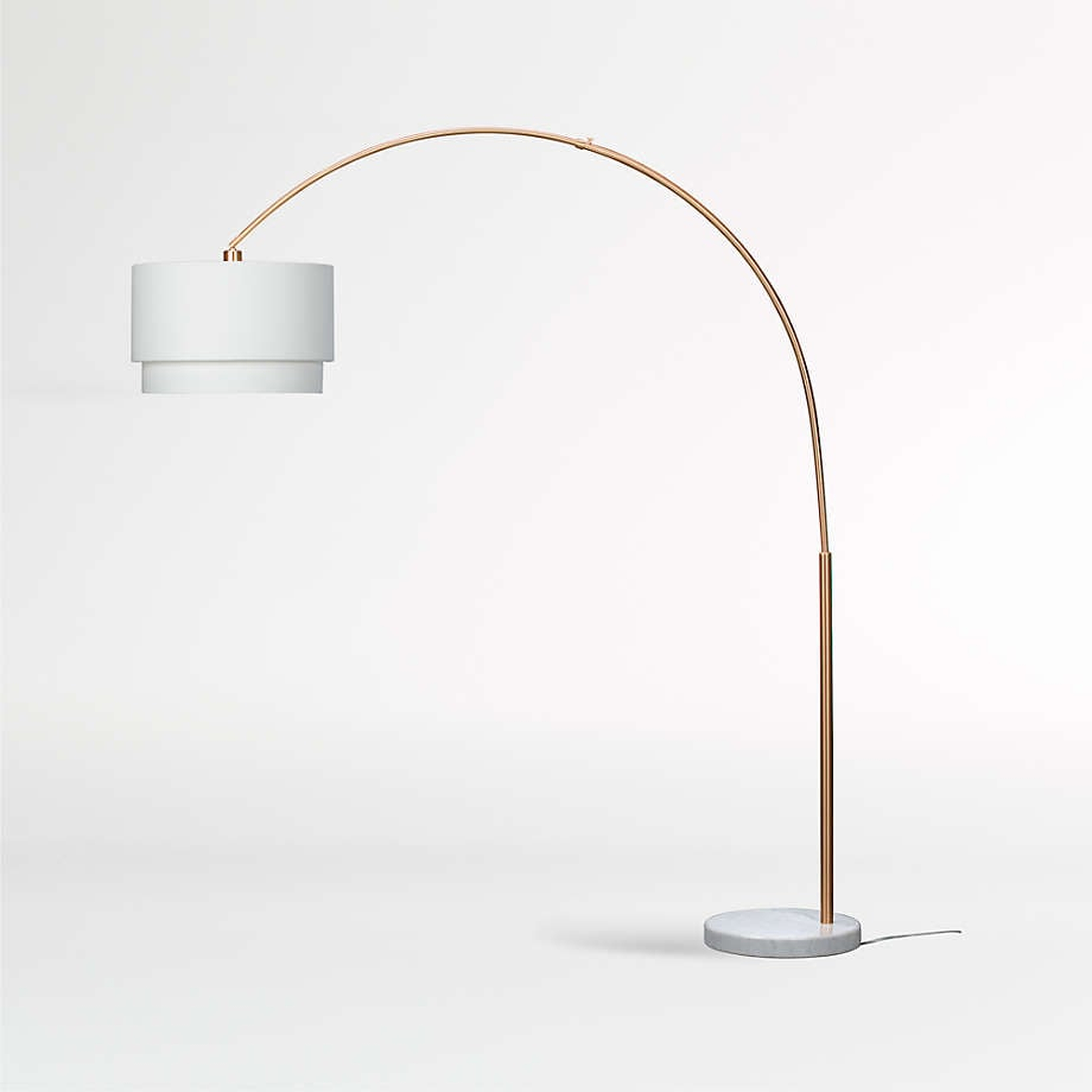 Meryl Arc Brass Floor Lamp with White Shade - Crate and Barrel