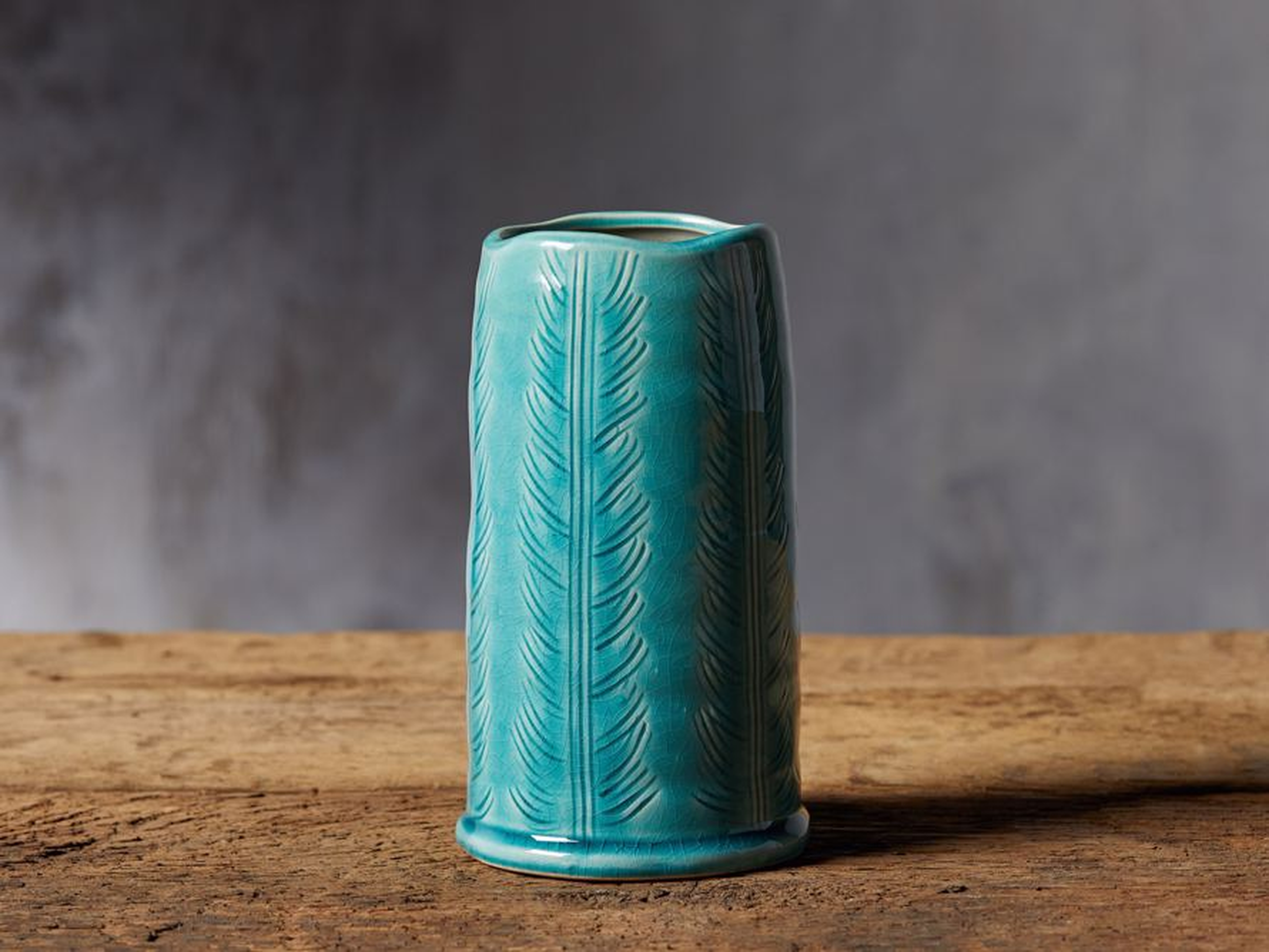 Aqua Feather Vase - Arhaus