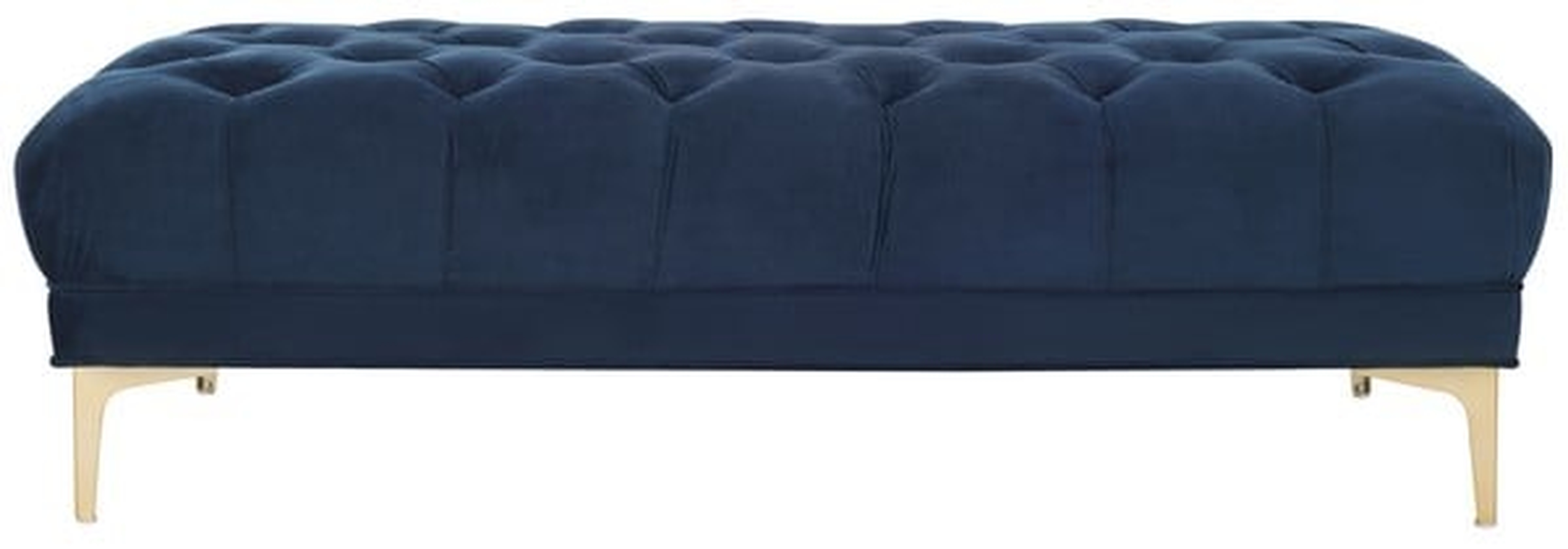 Zarya Tufted Rectangular Bench - Navy/Brass - Safavieh - Safavieh