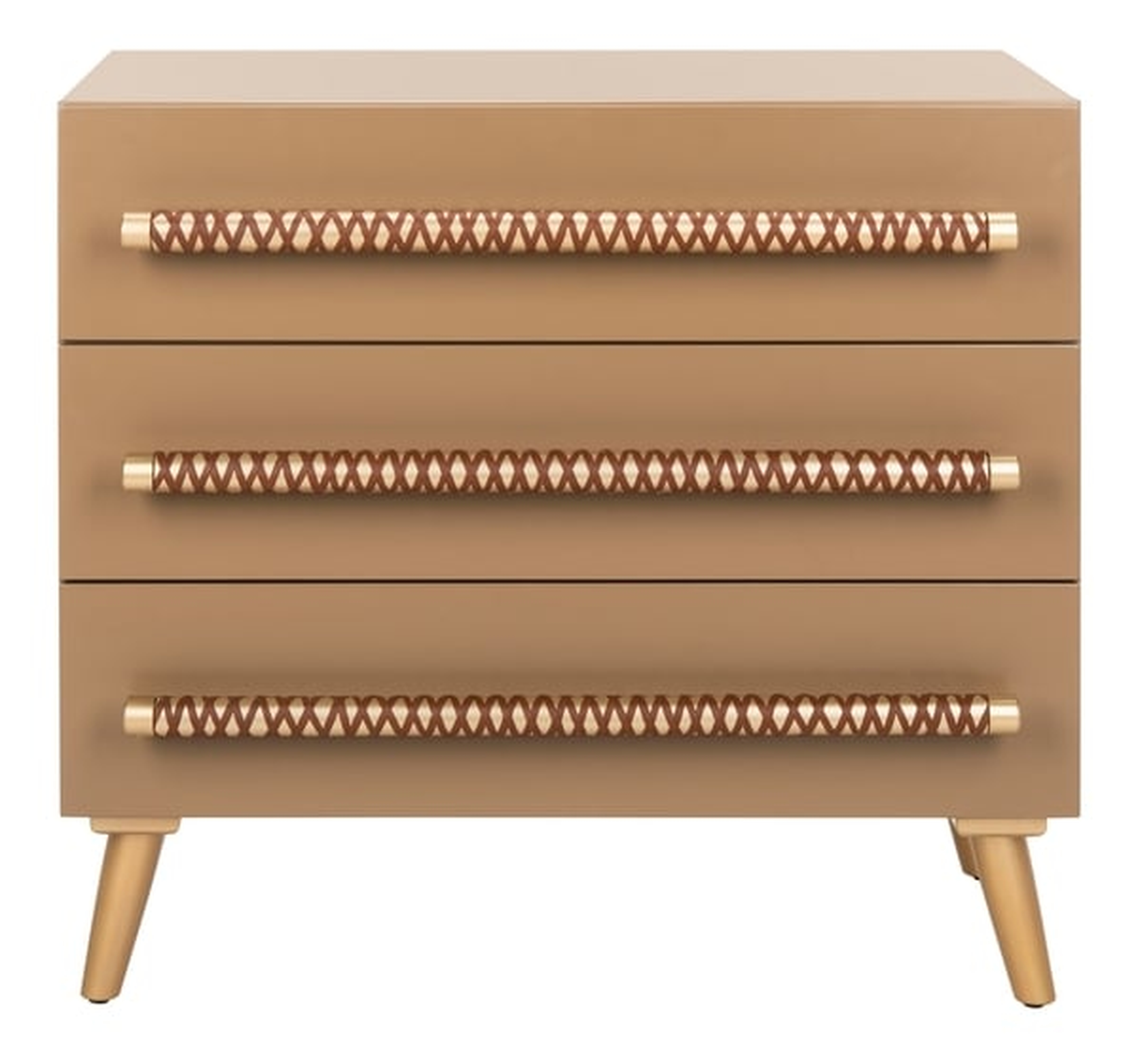 Raquel 3 Drawer Chest - Taupe/Gold - Arlo Home - Arlo Home