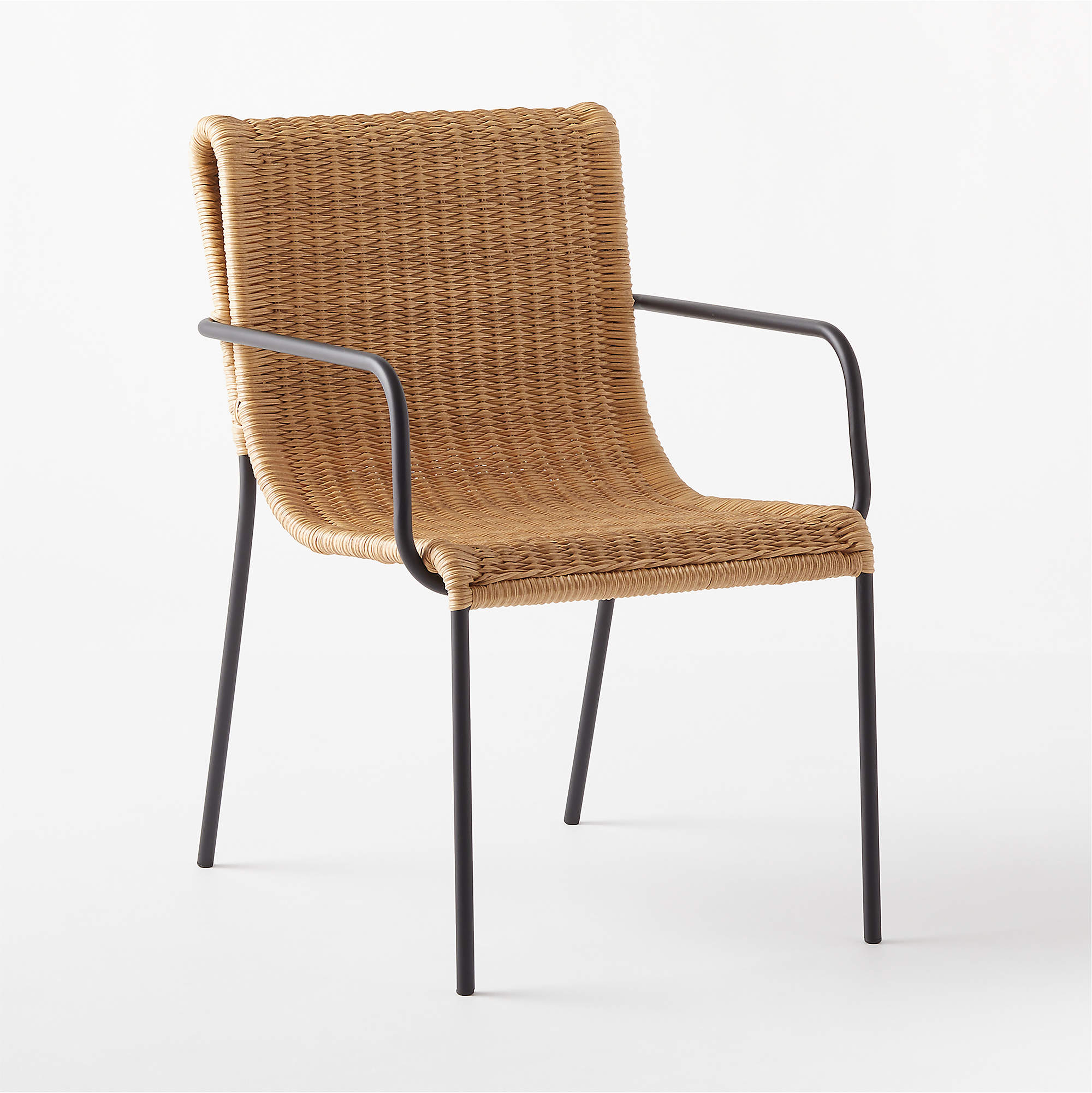 Rizo Faux Rattan Outdoor Dining Armchair Chair - CB2