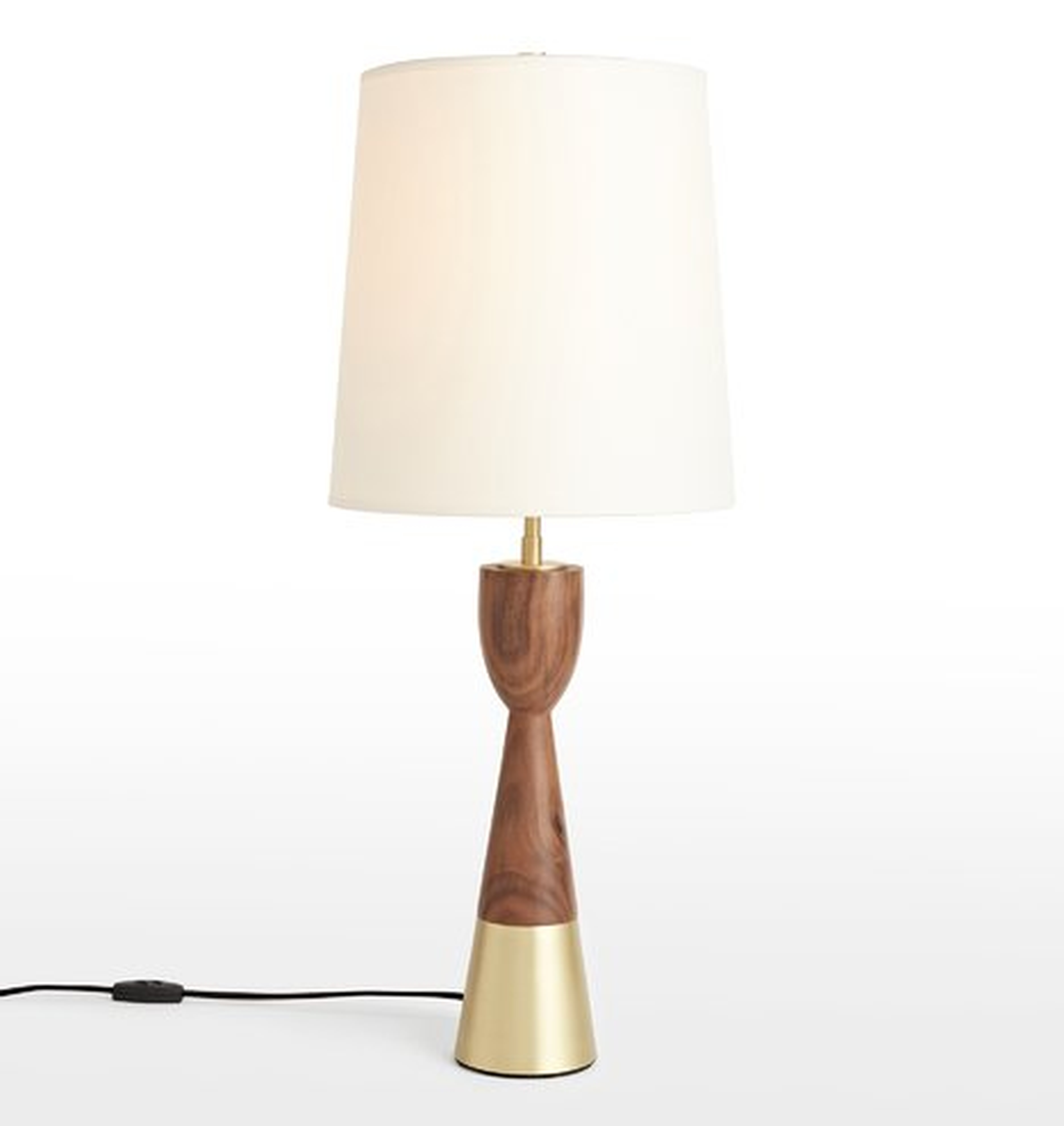 Mid-Century Walnut & Brass Table Lamp - Rejuvenation