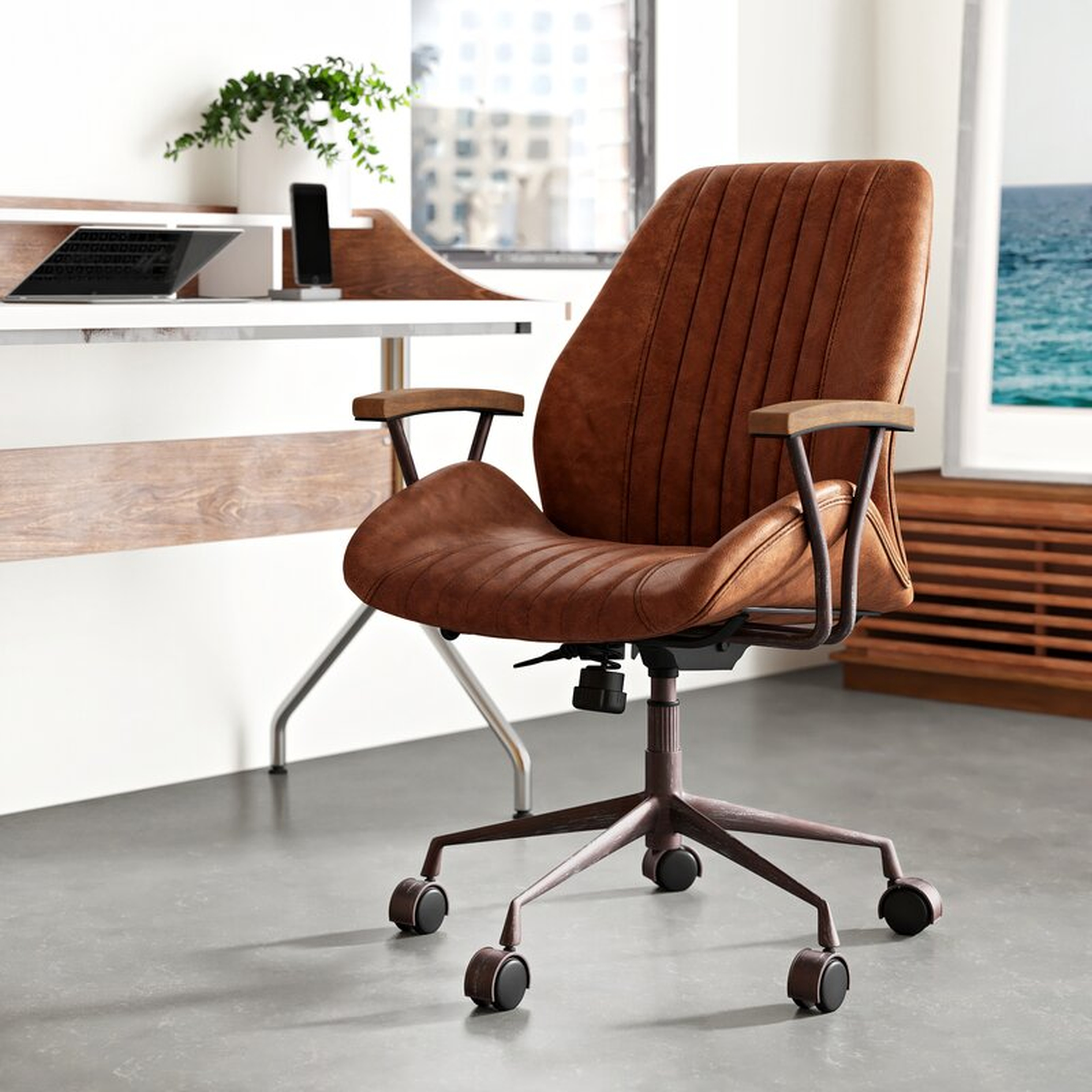 Leonardo Genuine Leather Task Chair - Cocoa Leather - AllModern