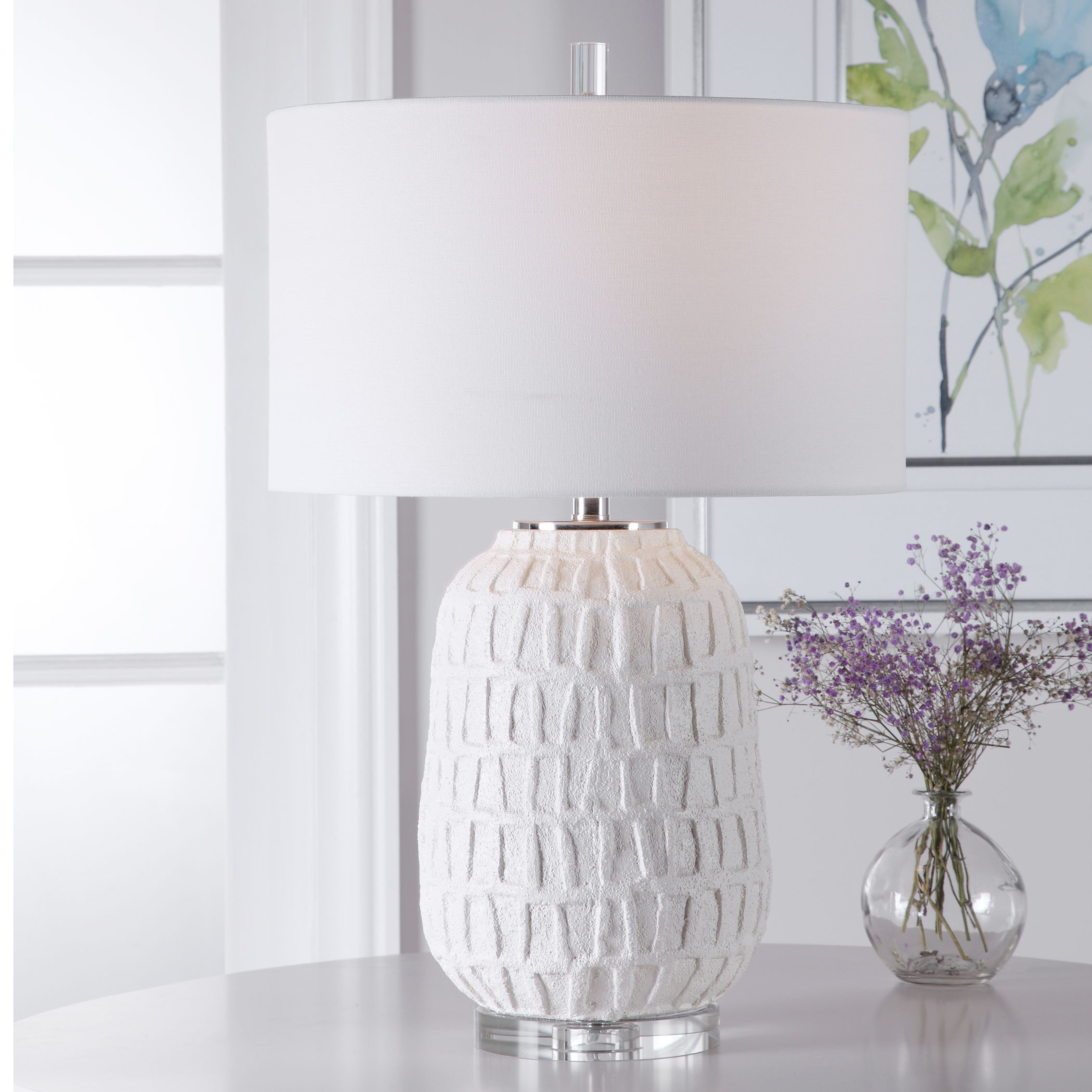 Caelina Textured White Table Lamp - Hudsonhill Foundry