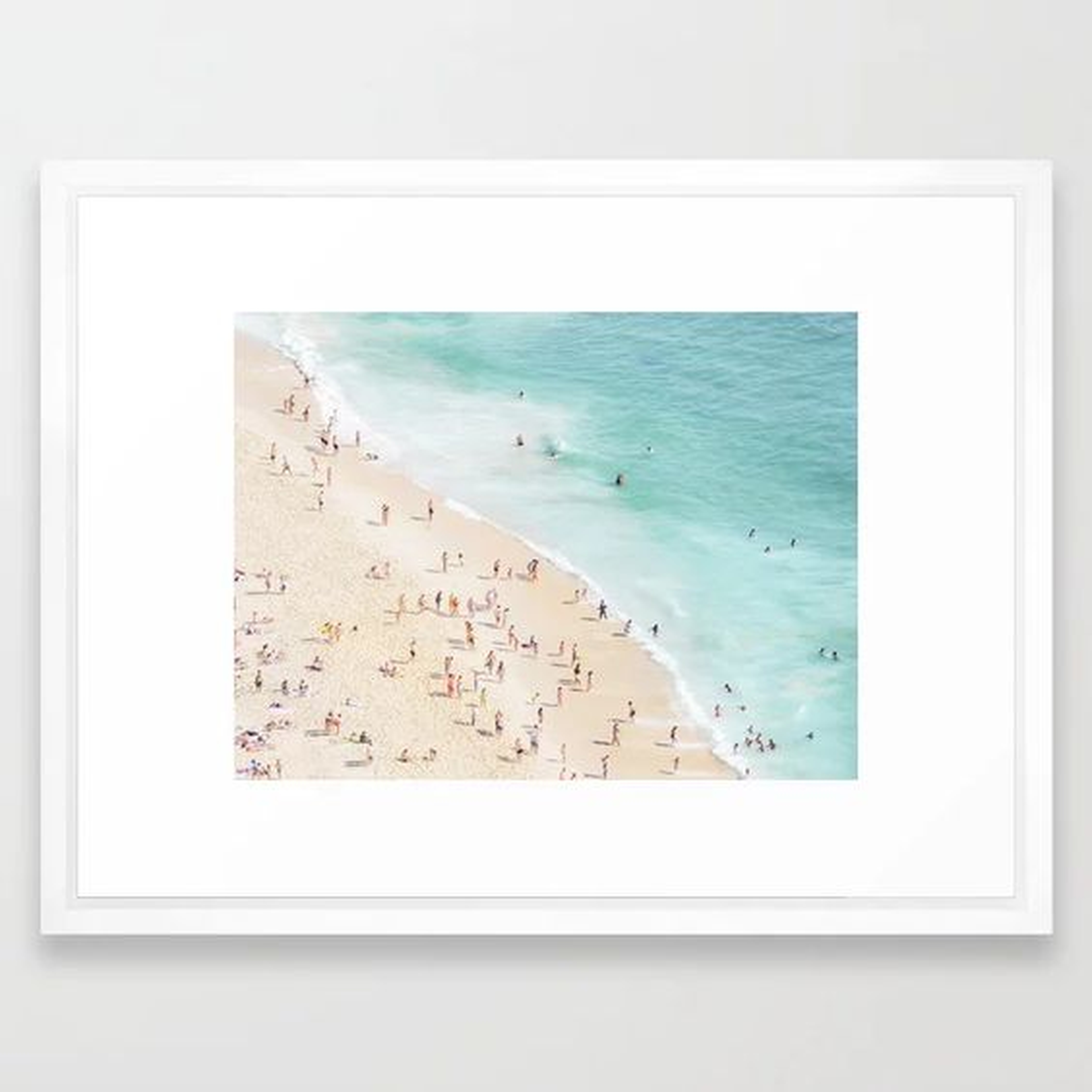 People at the Beach Framed Art Print - Small 15" x 21" - Vector White Frame - Society6