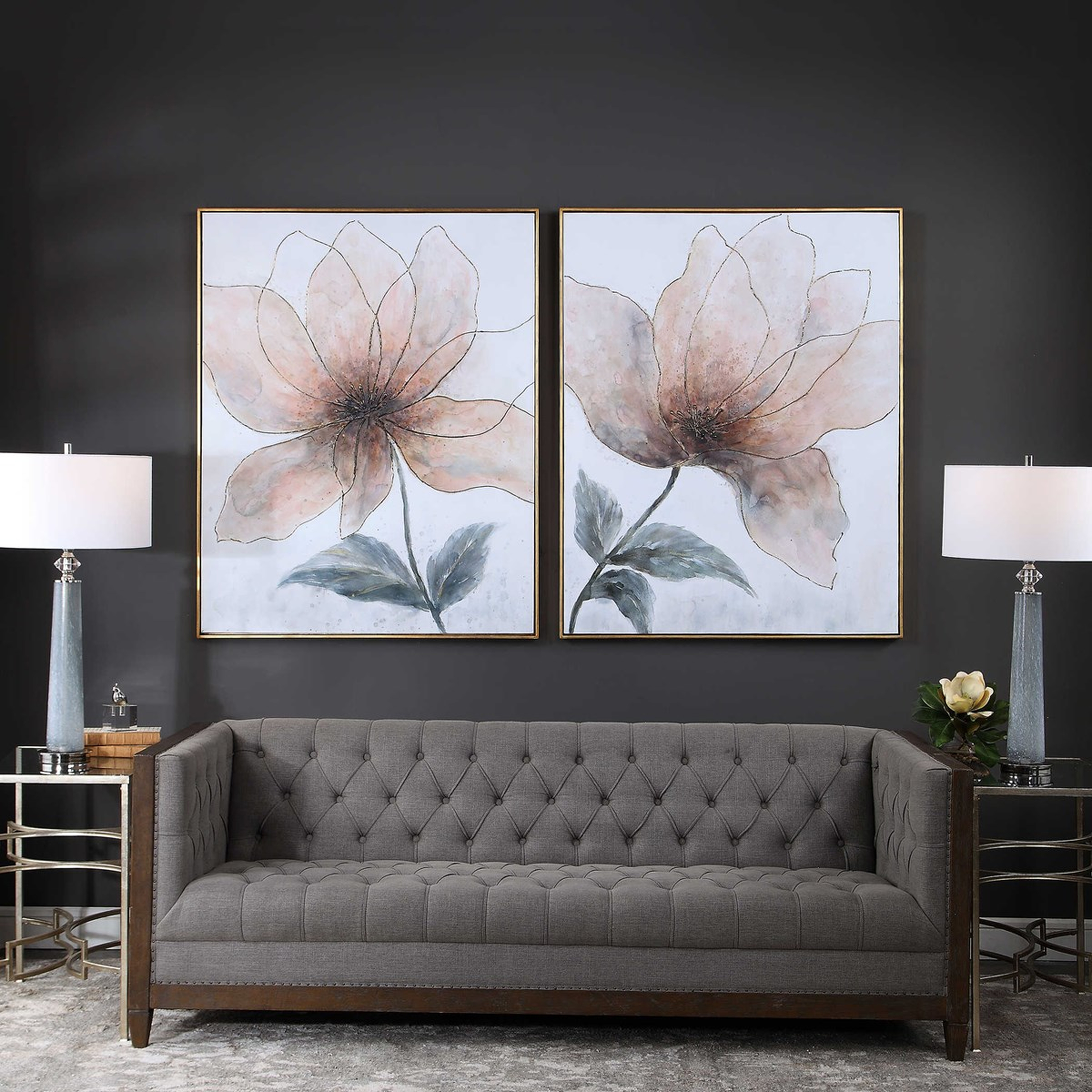 VANISHING BLOOMS HAND PAINTED CANVASES, S/2 - Hudsonhill Foundry