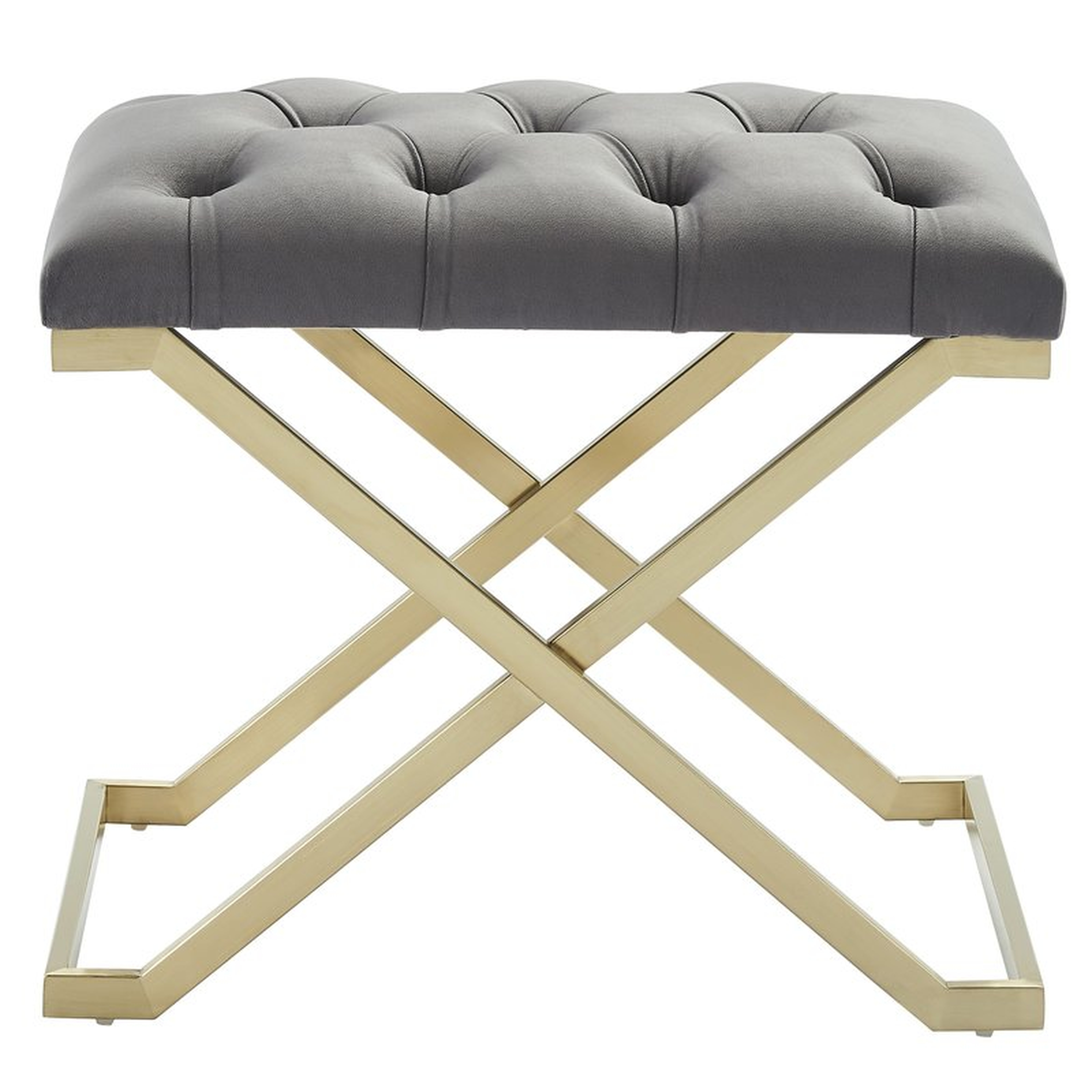 Heeter Upholstered Bench, Gray & Gold - AllModern