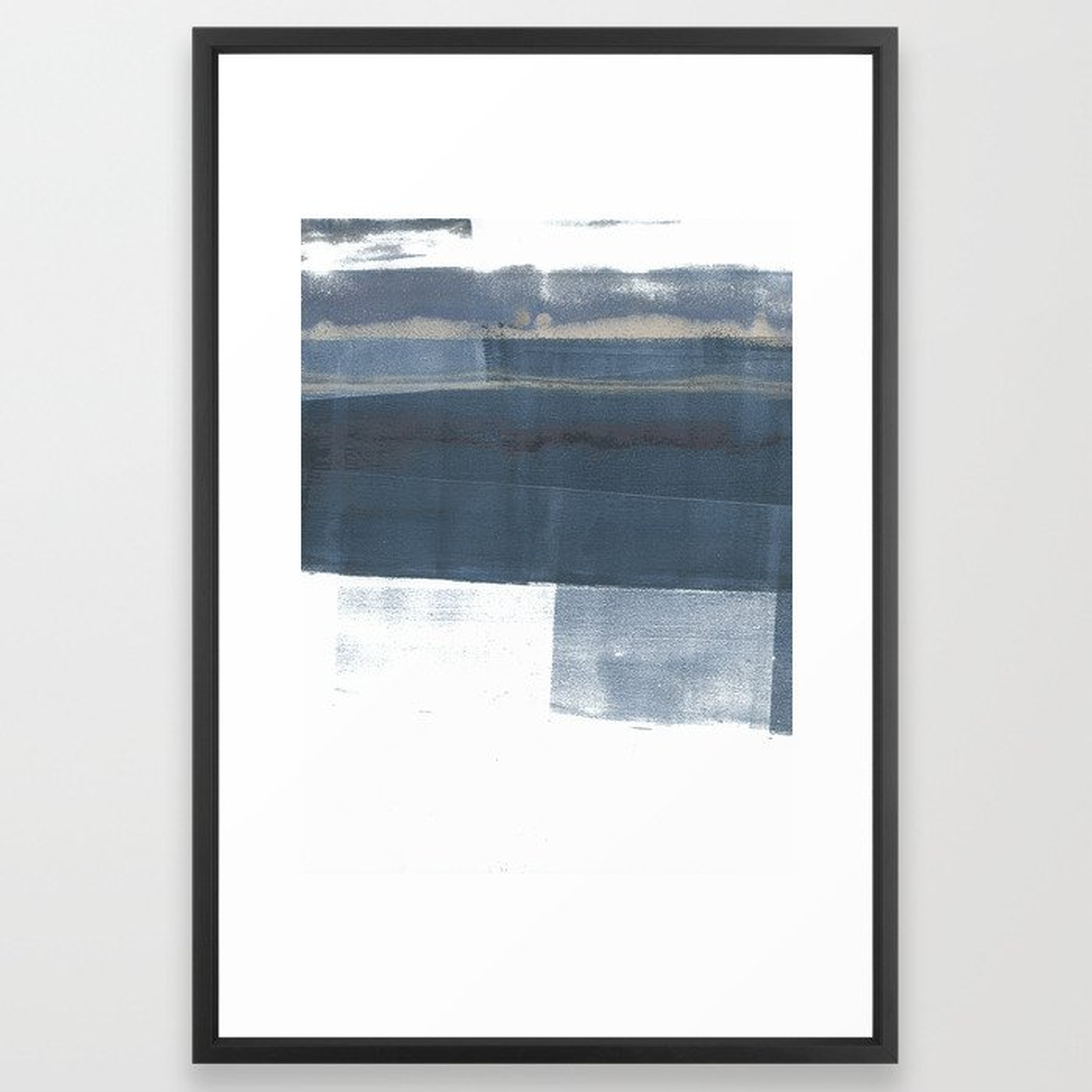 Blue and White Minimalist Abstract Landscape Framed Art Print - Society6