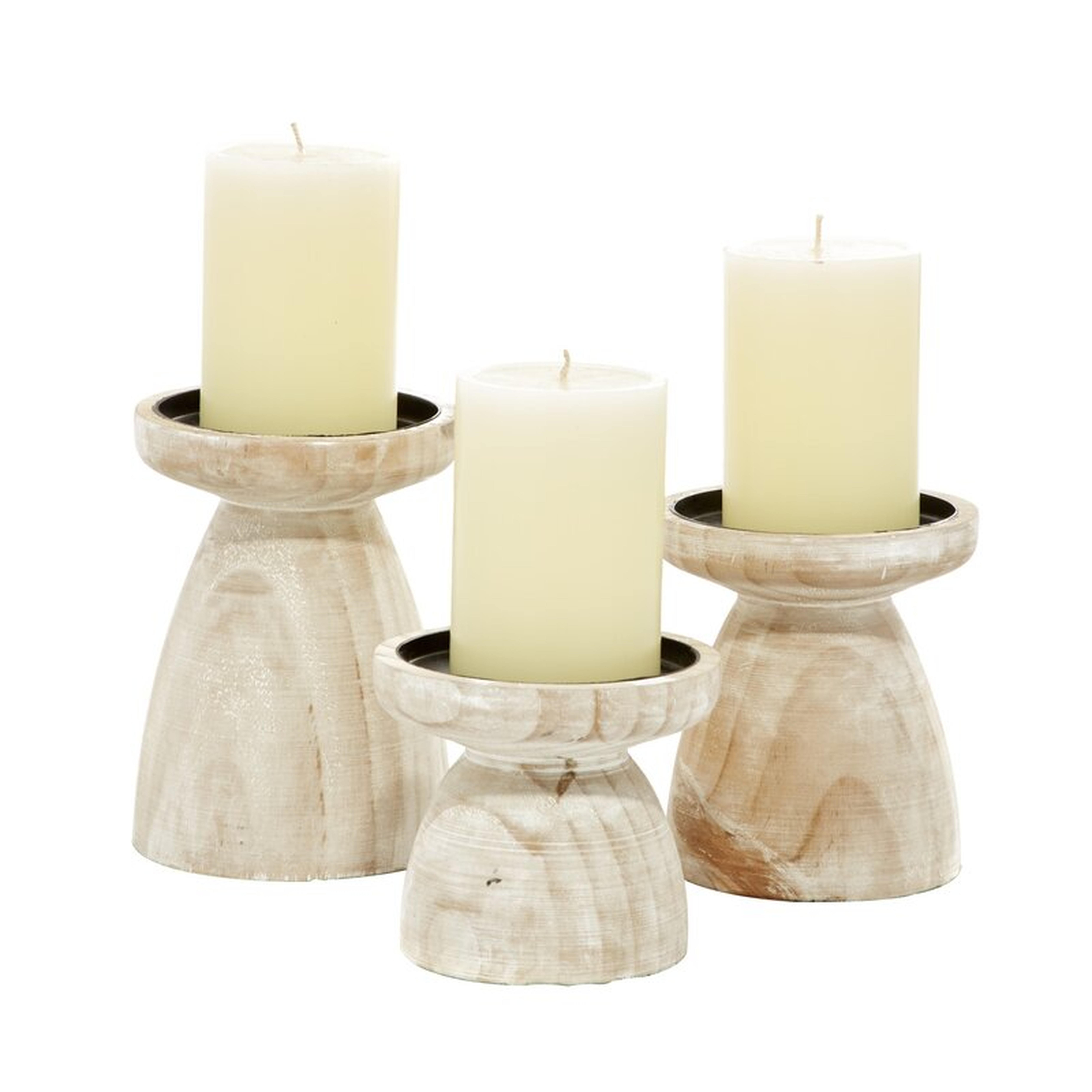 3 Piece Wood Tabletop Candlestick Set - Wayfair