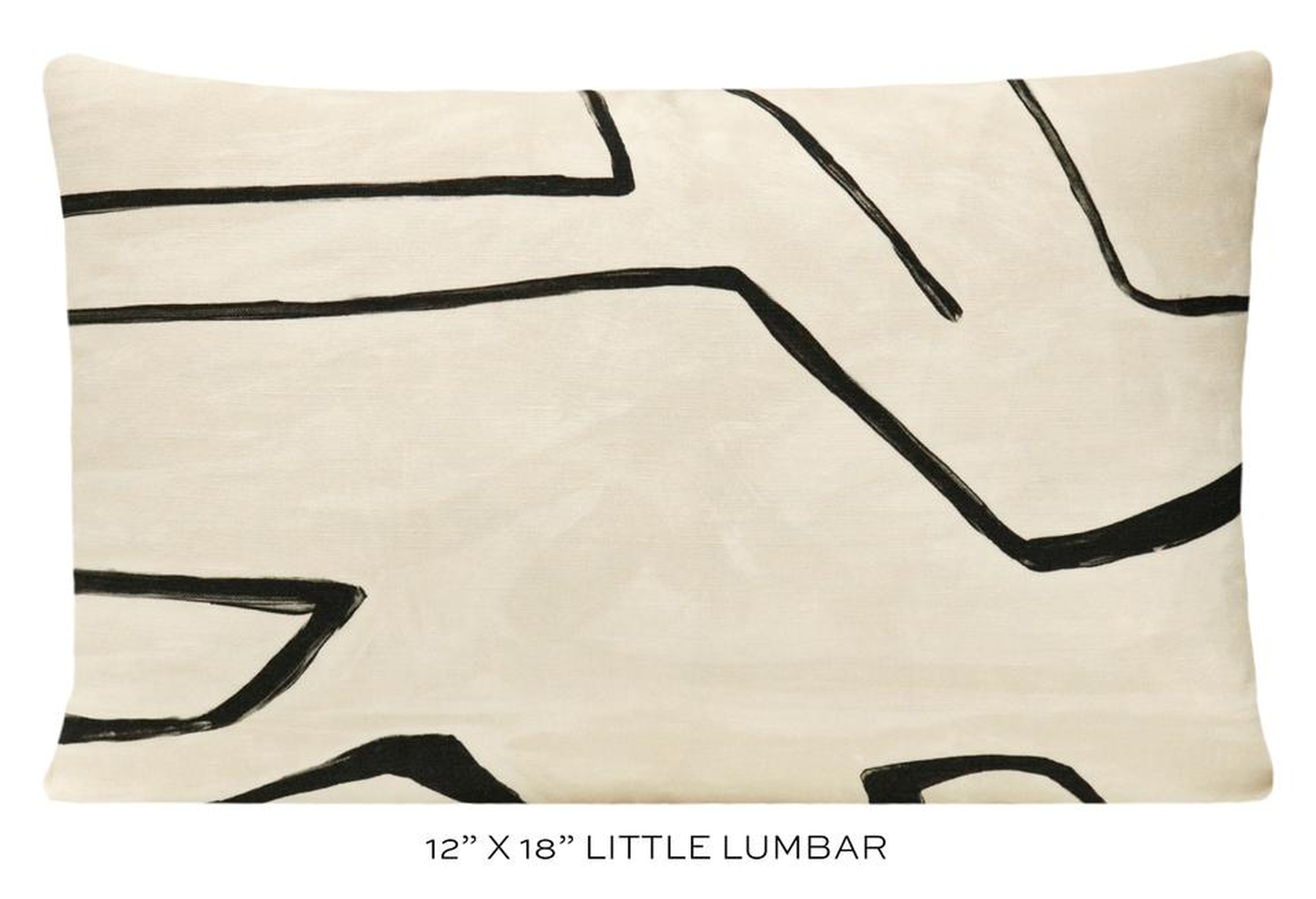 GRAFFITO // LINEN + ONYX - LITTLE LUMBAR 12" X 18" - Little Design Company