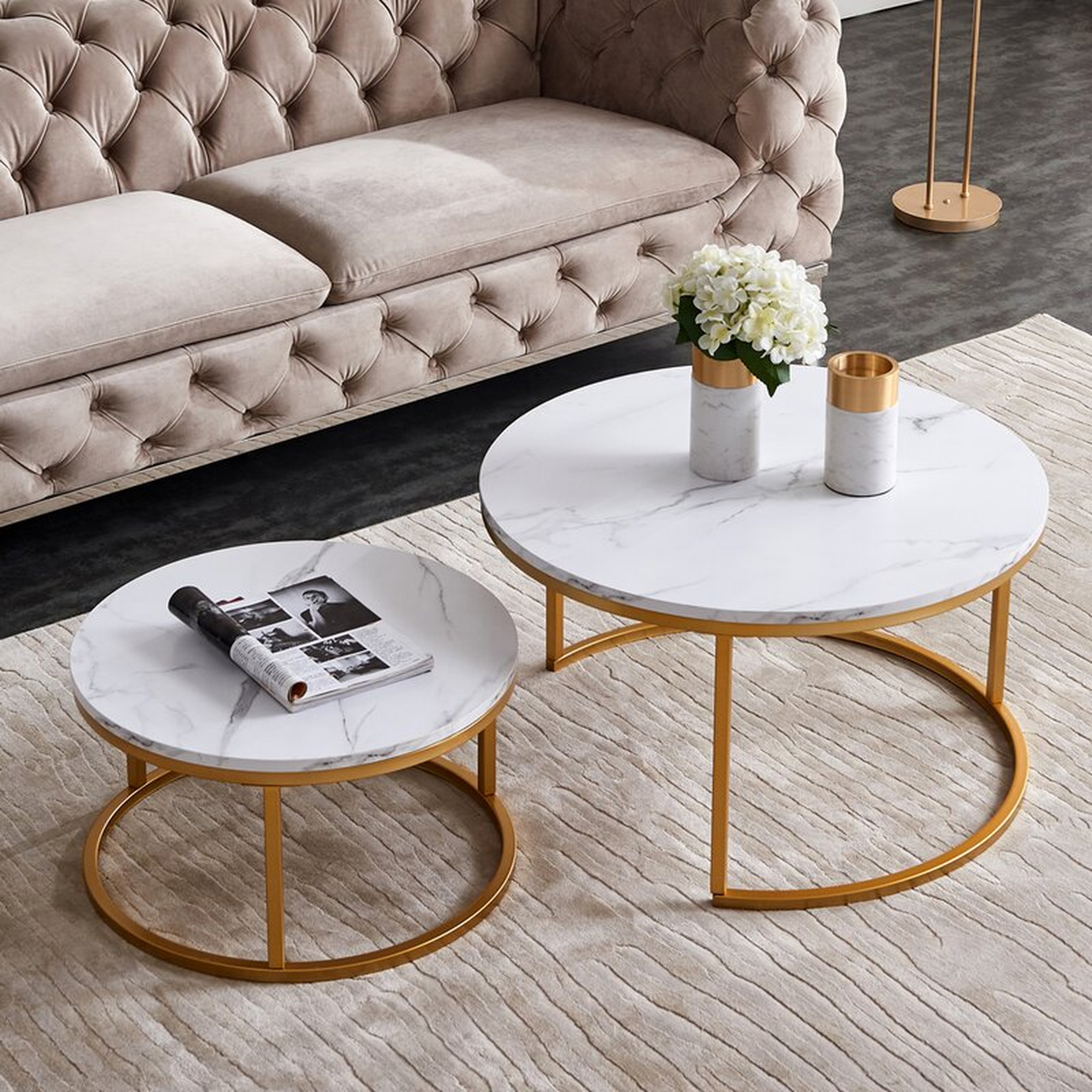 Hammond frame two piece nesting table- Marble and gold - Wayfair