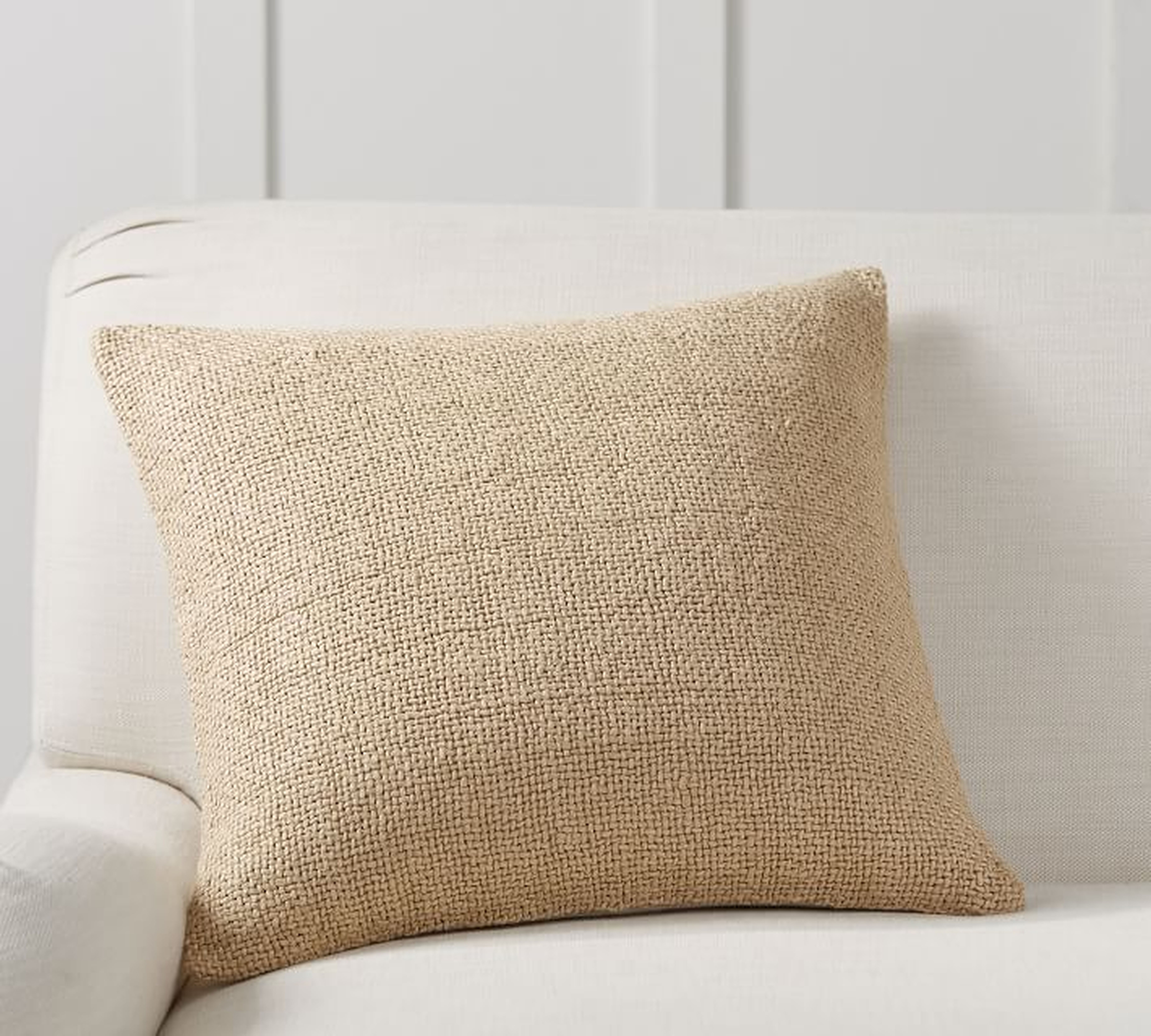 Faye Textured Linen Pillow Cover, 20", Flax - Pottery Barn