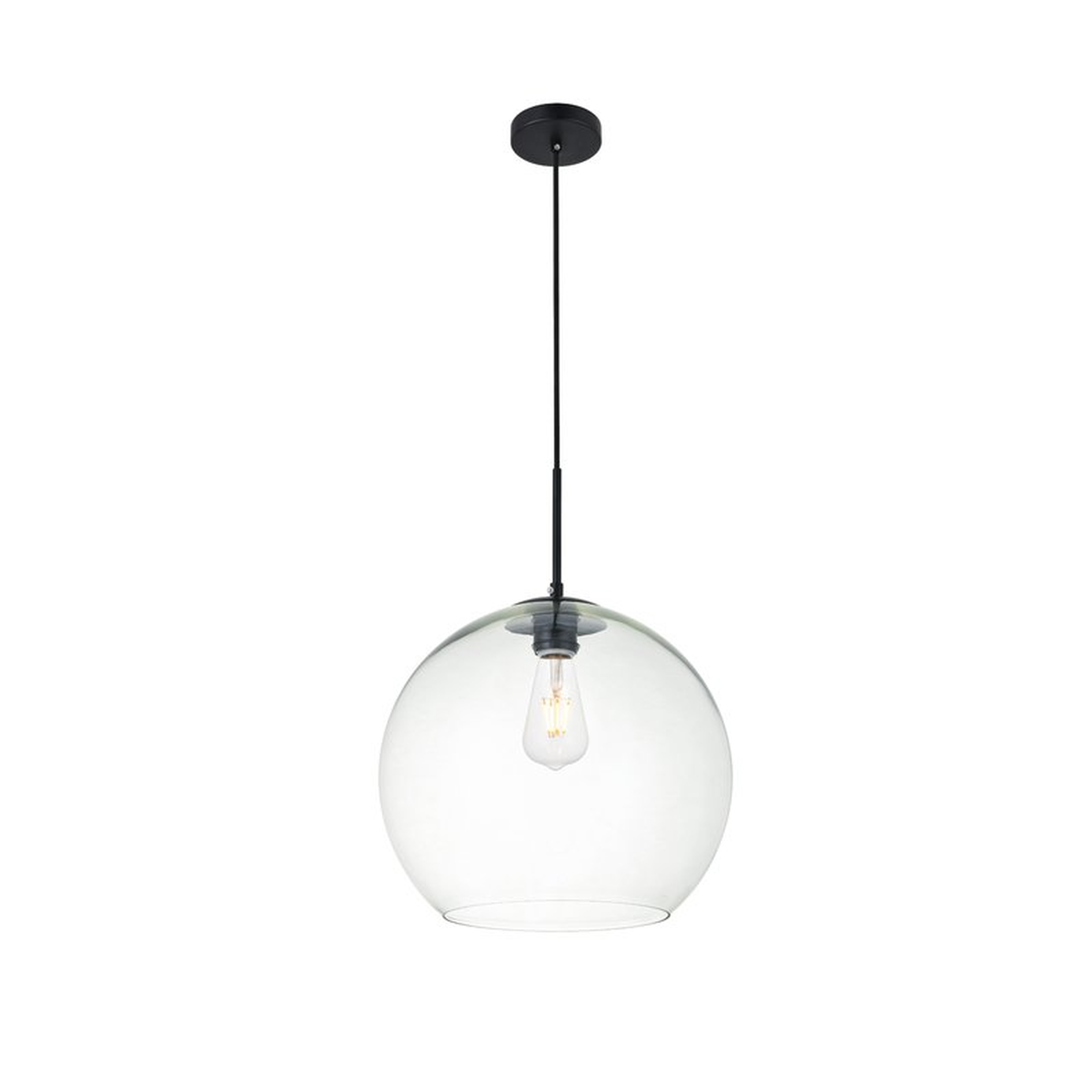 Yearwood 1-Light Single Globe Pendant - Black/Clear - 13.8" - Wayfair