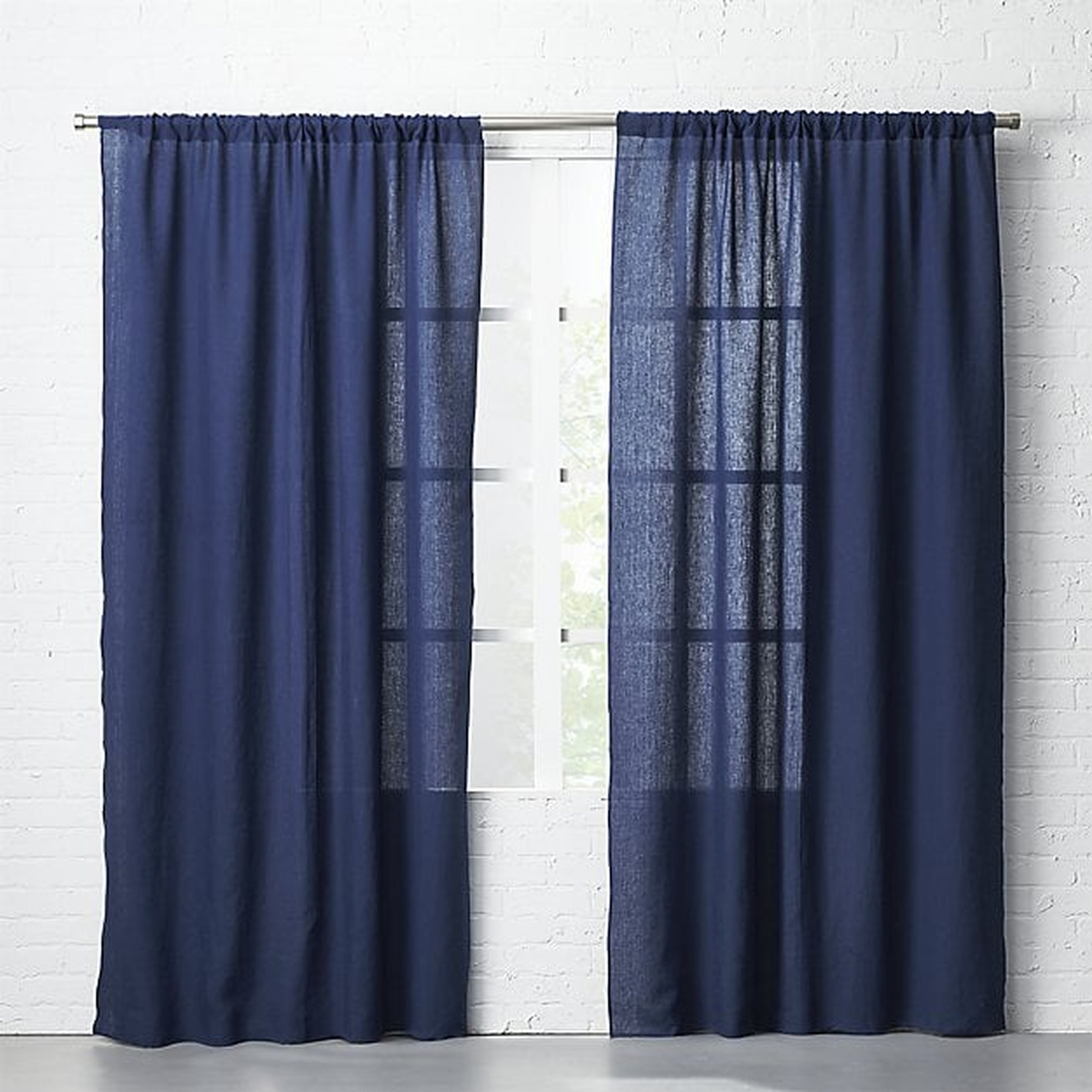 navy linen curtain panel 48"x96" - CB2
