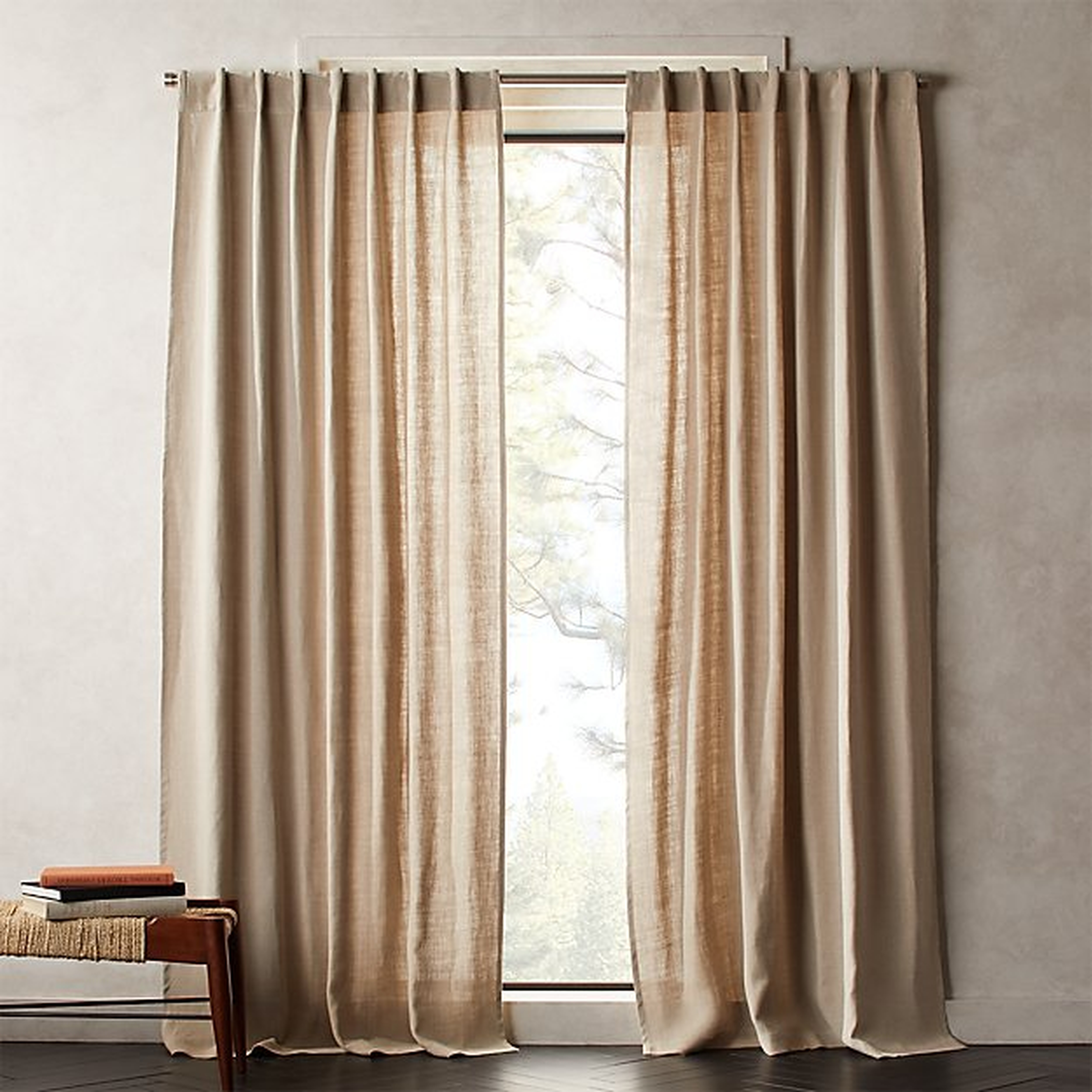 HEAVYWEIGHT NATURAL LINEN CURTAIN PANEL 48"X84" - CB2