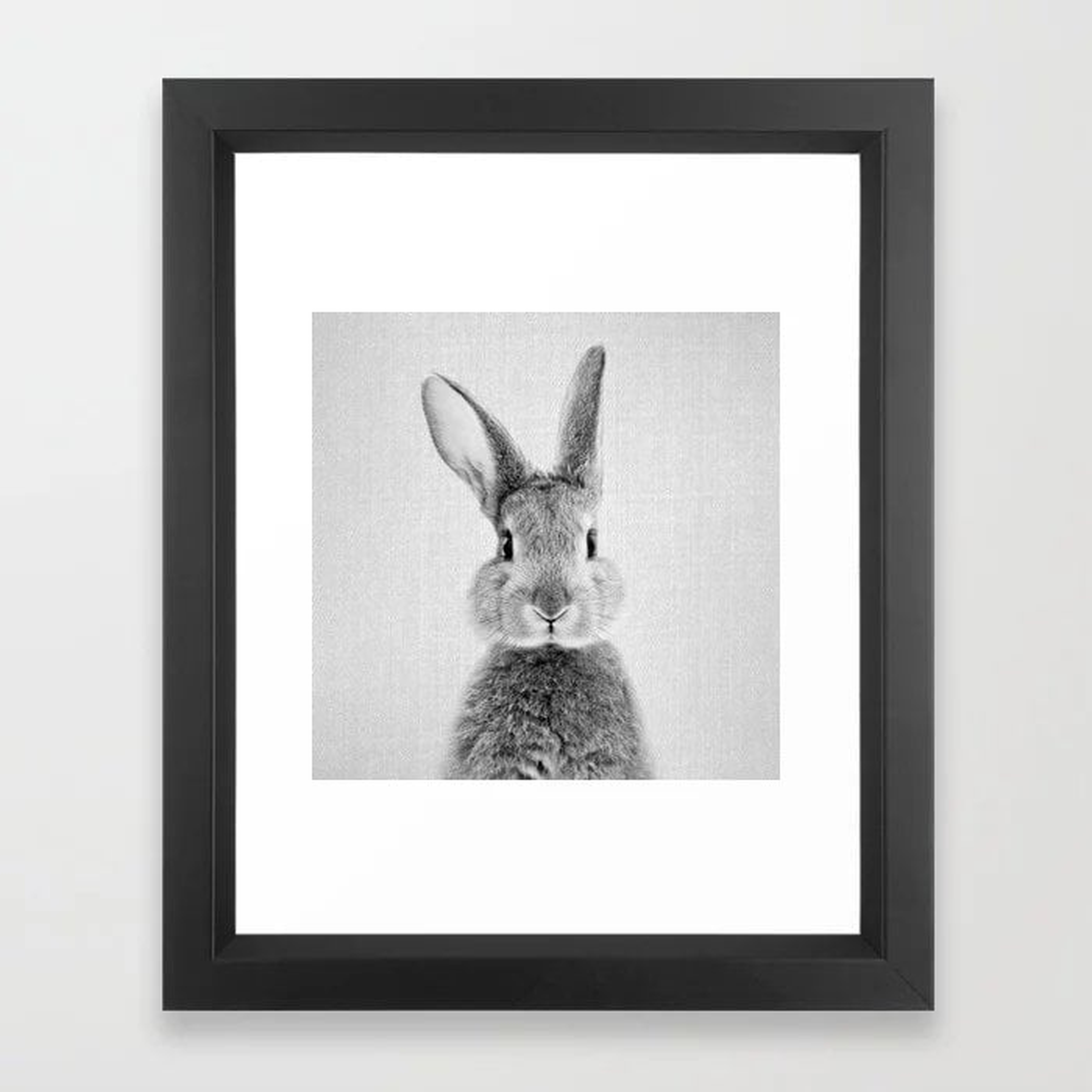 Rabbit - Black & White Framed Art Print, X-small 10 x 12 - Society6