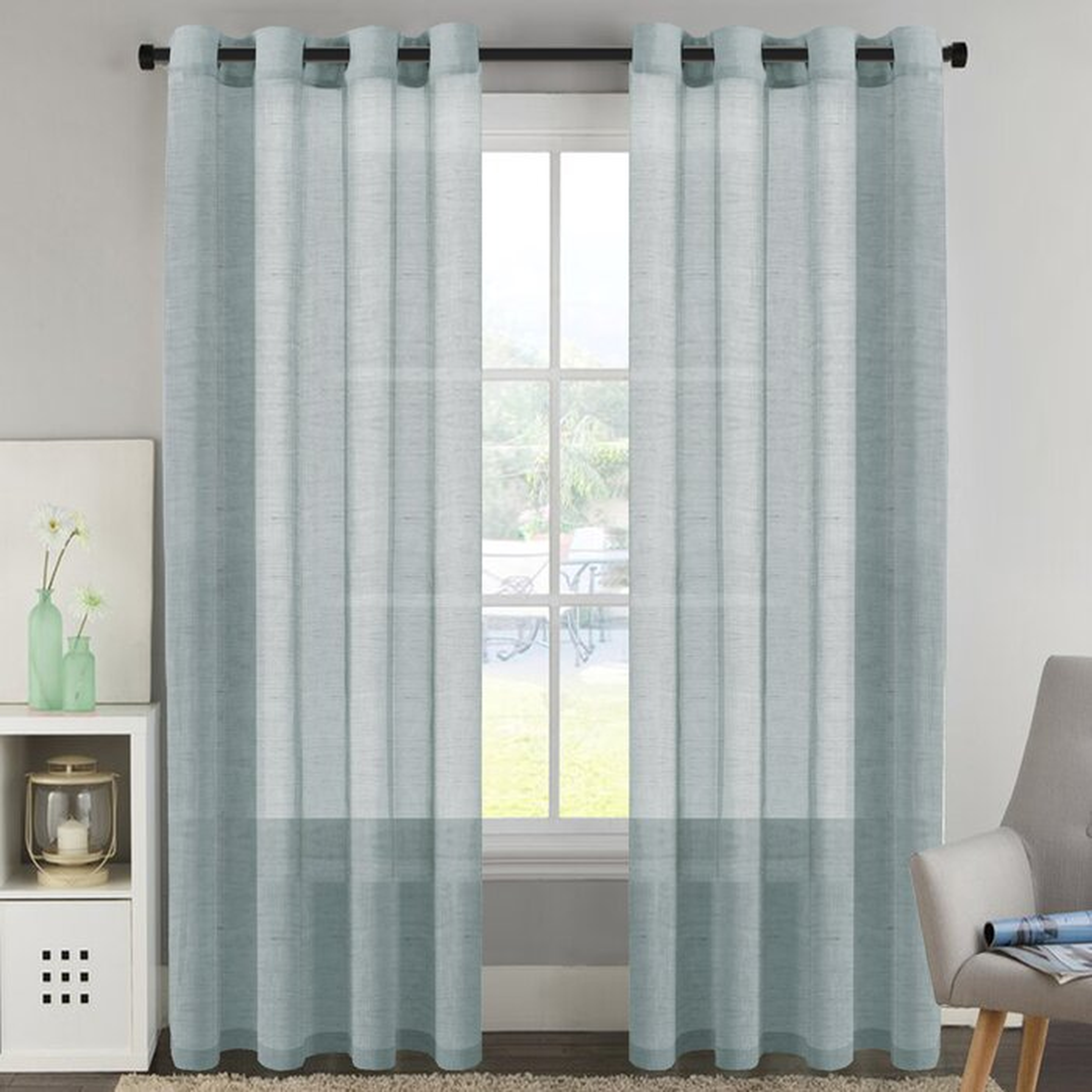 Avia Luxury Solid Color Sheer Grommet Curtain Panels (Set of 2) - Wayfair