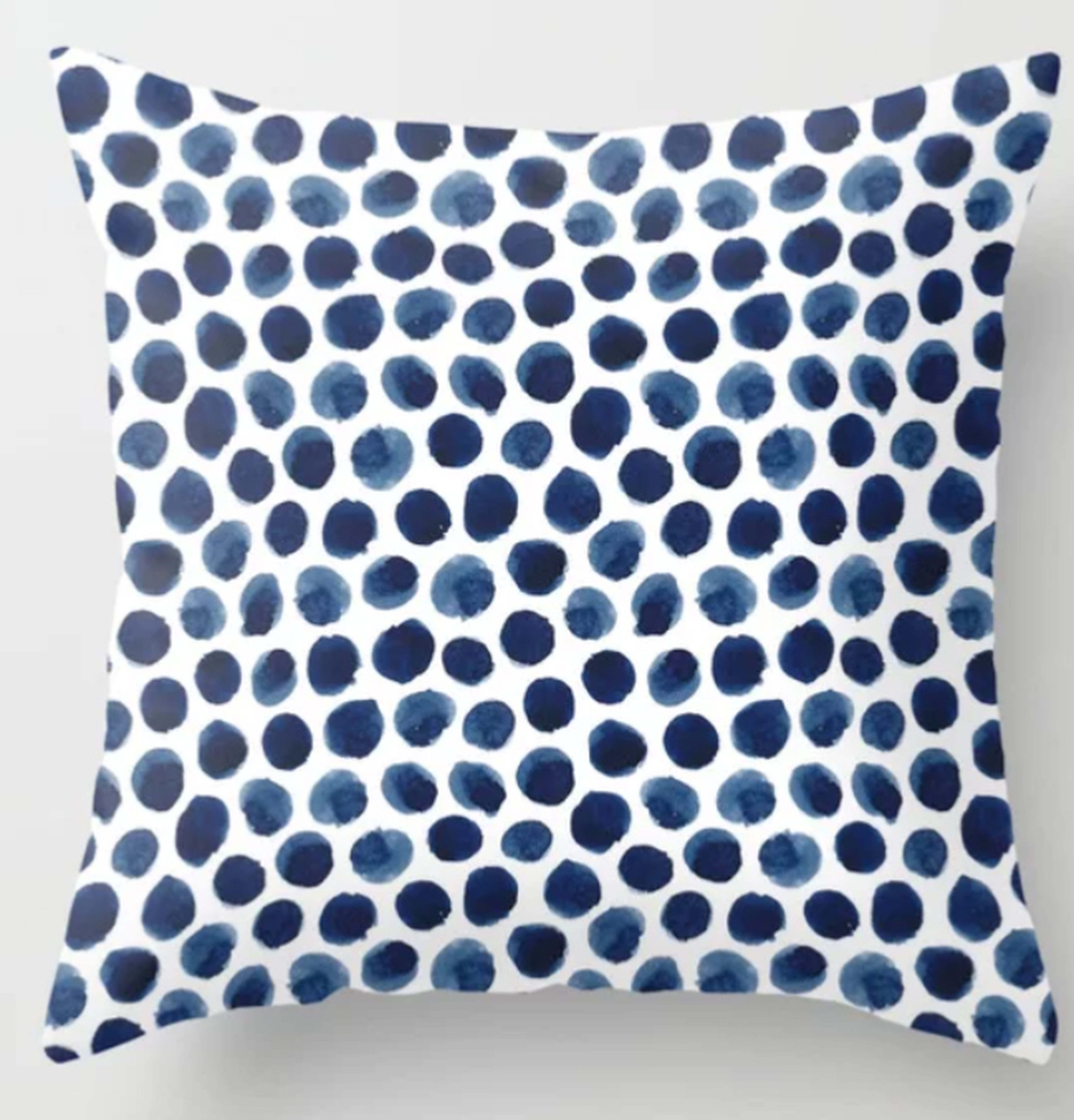 Large Indigo/Blue Watercolor Polka Dot Pattern Throw Pillow - Society6
