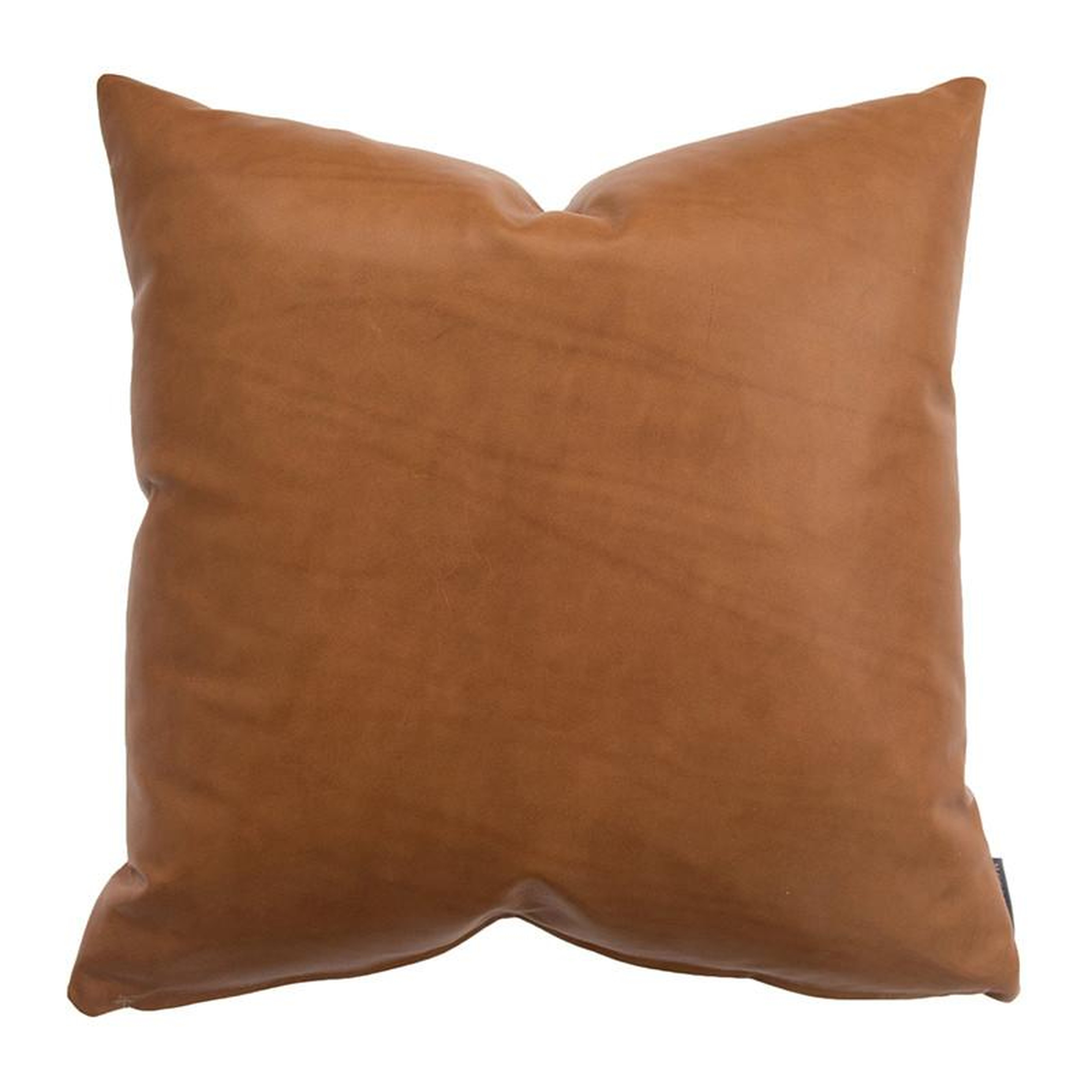 COGNAC LEATHER PILLOW COVER WITH DOWN INSERT, 20" x 20" - McGee & Co.