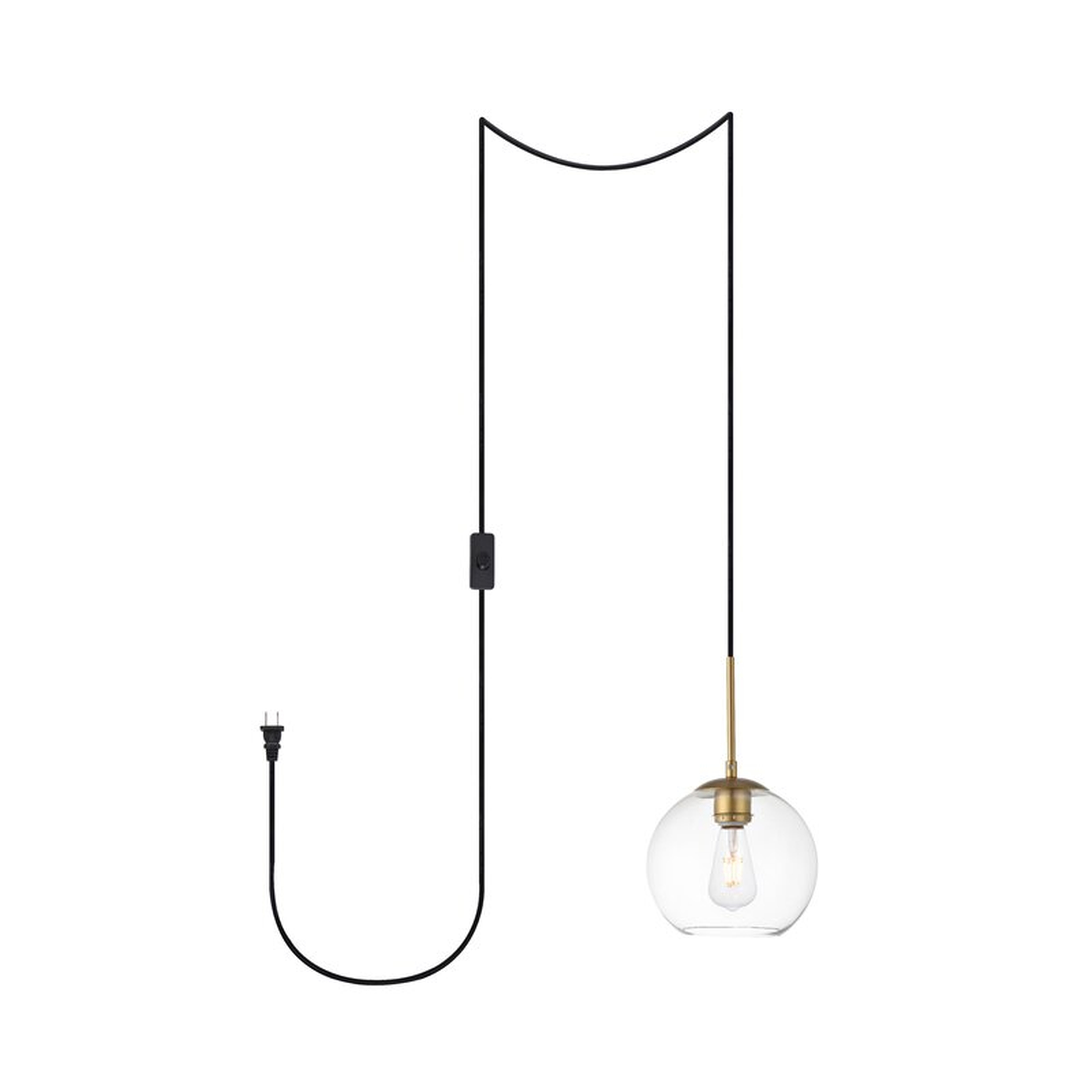 Graziani 1 - Light Single Globe Pendant, Brass Finish,  68" H x 8" W x 8" D - Wayfair