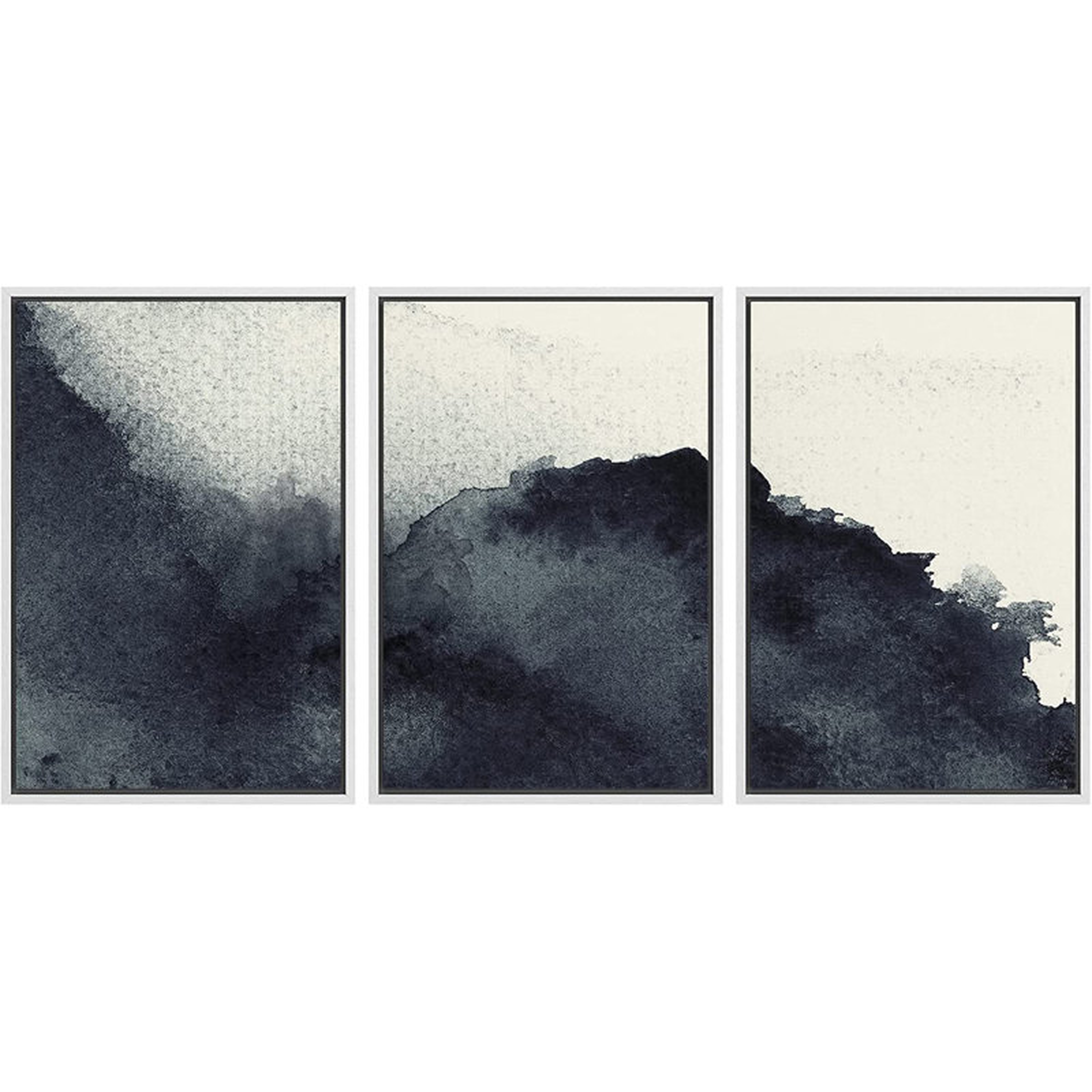 Panels Abstract Zen Ink, Floater Frame Painting on Canvas, Natural, Set of 3 - Wayfair