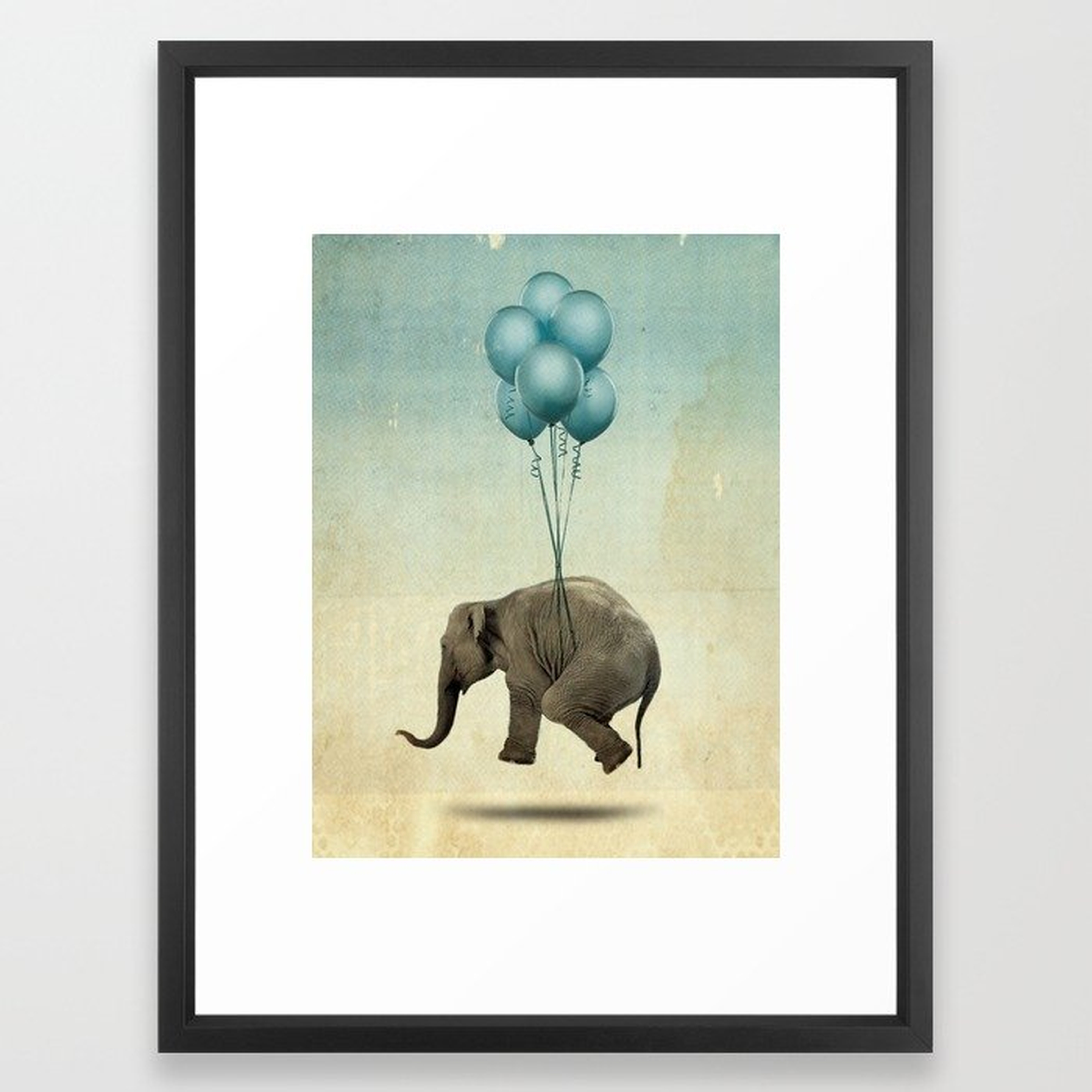 Levitating Elephant Framed Art Print - 20x26 - Society6