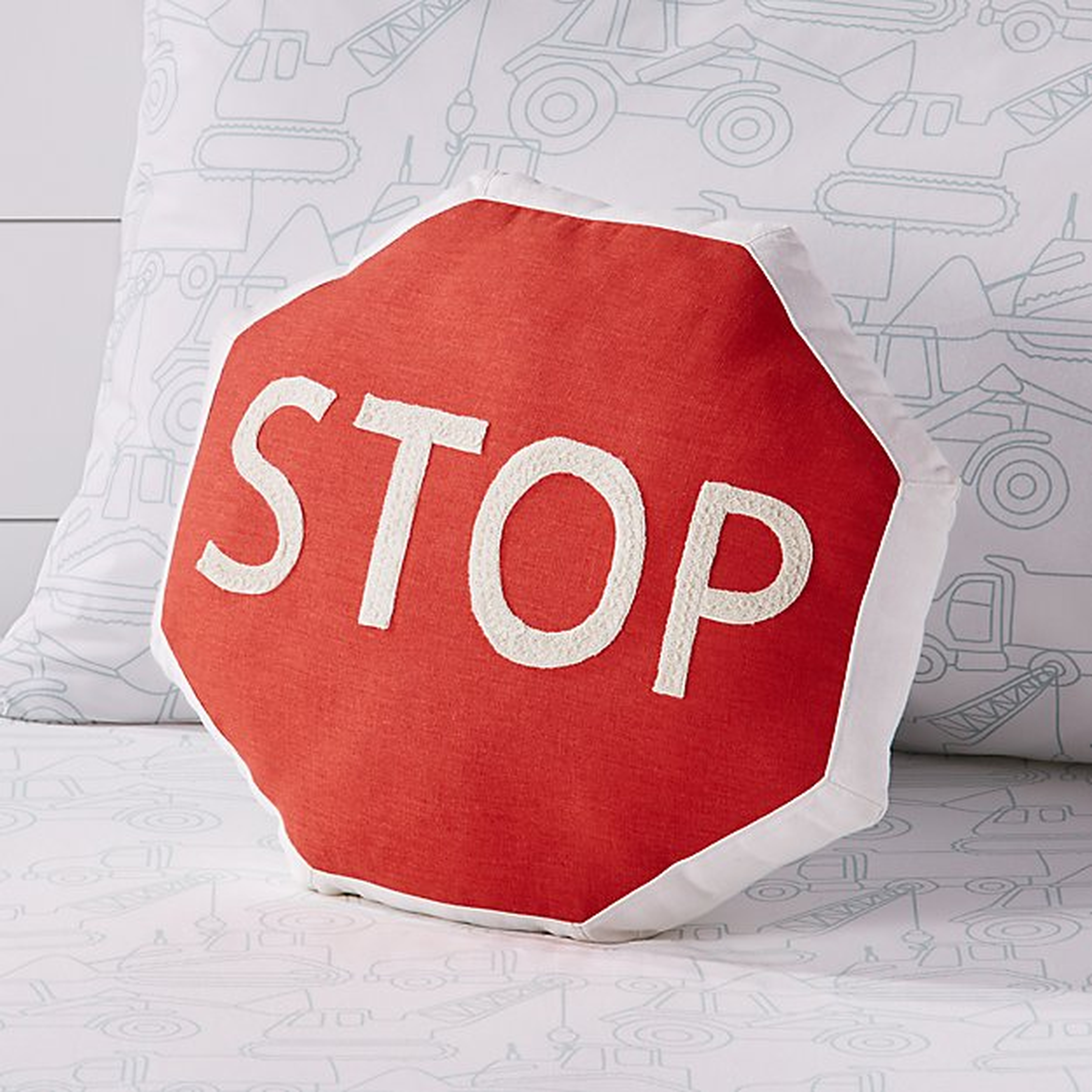 Stop Traffic Sign Throw Pillow - Crate and Barrel
