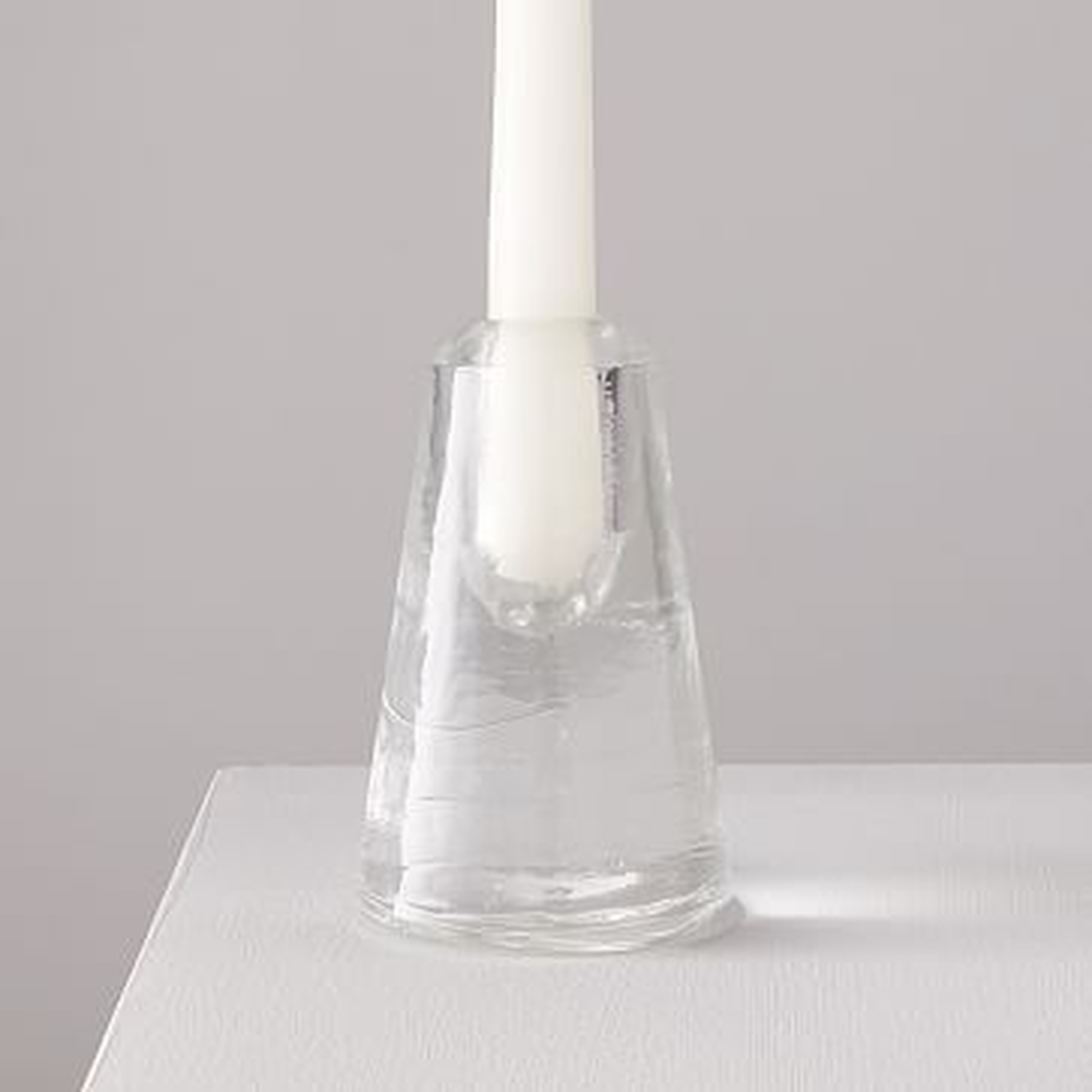 Pure Ice Glass Taper Holder, Medium - West Elm