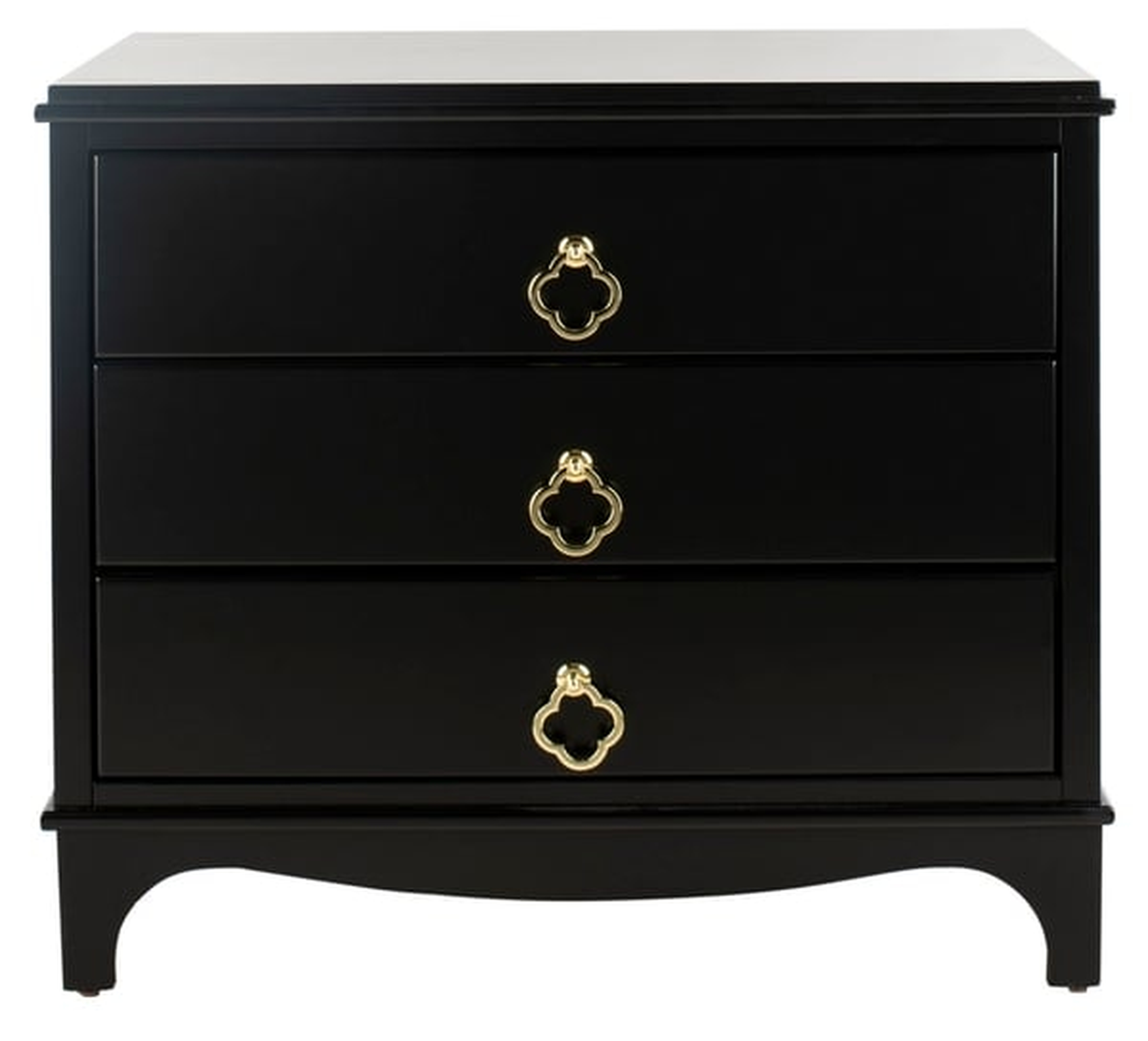 Hannon 3 Drawer Contemporary Nightstand - Black - Safavieh - Safavieh