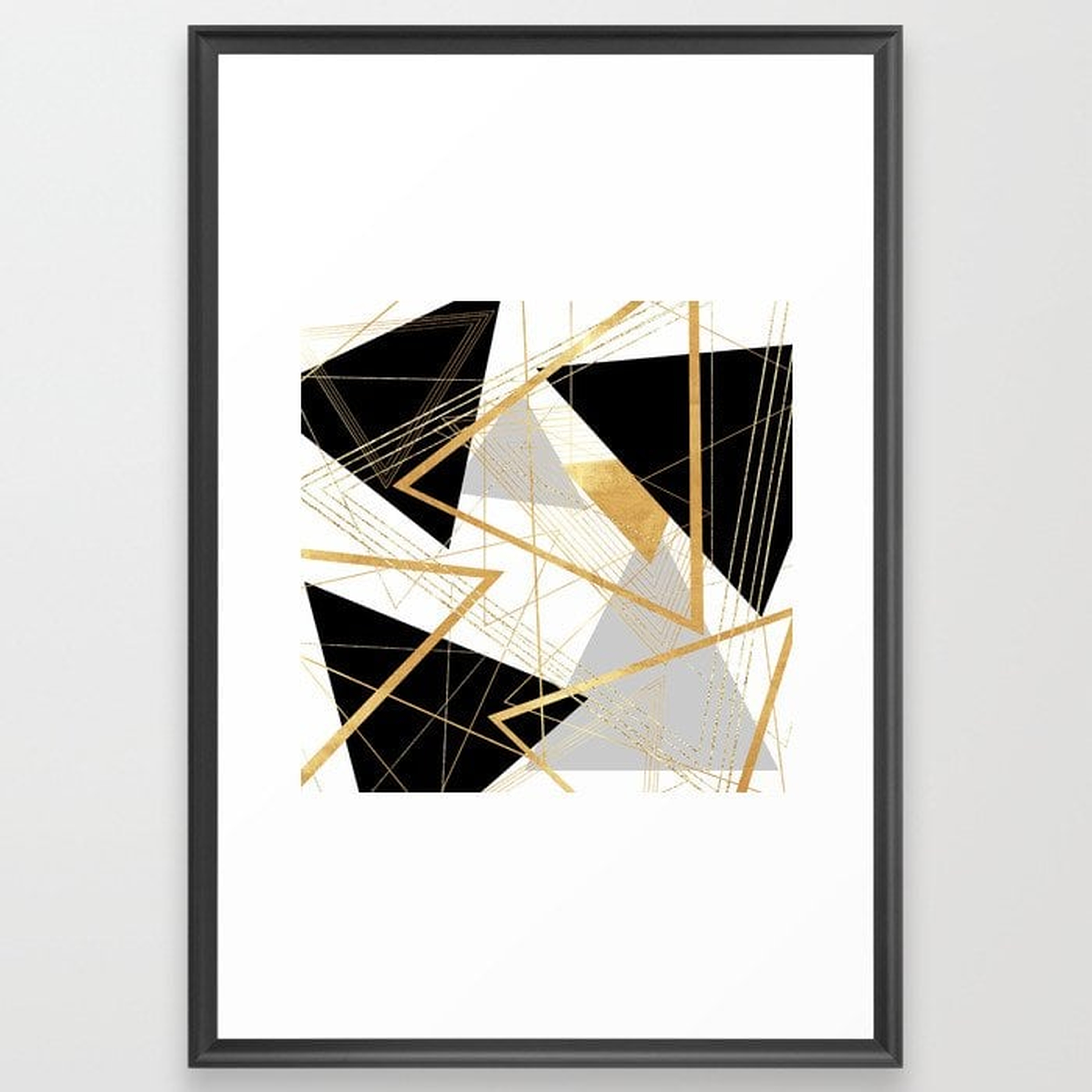 Black and Gold Geometric Framed Art Print - Society6
