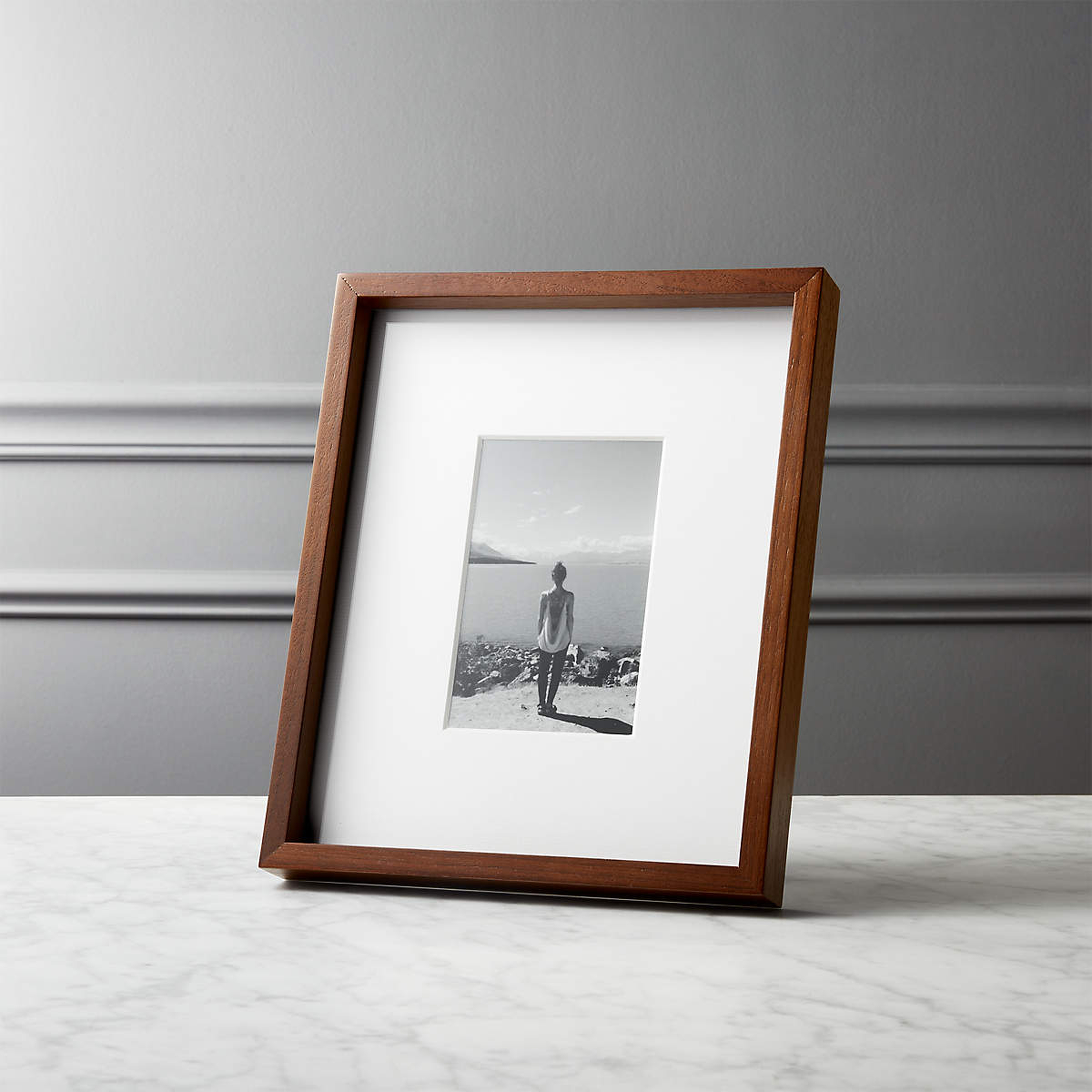 GALLERY WALNUT FRAME WITH WHITE MAT 4X6 - CB2