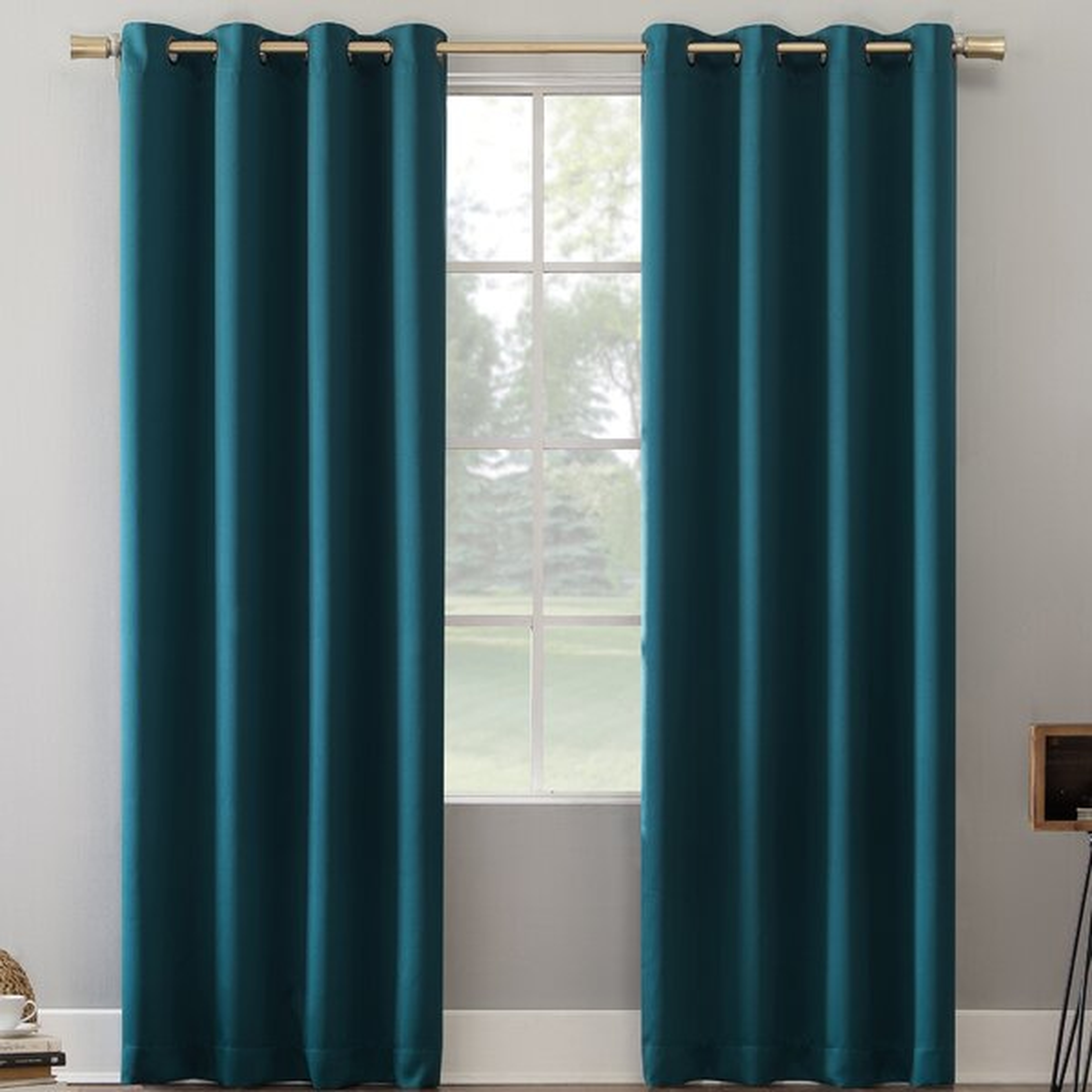 Oslo Home Theater Grade Solid Blackout Thermal Grommet Single Curtain Panel - Wayfair