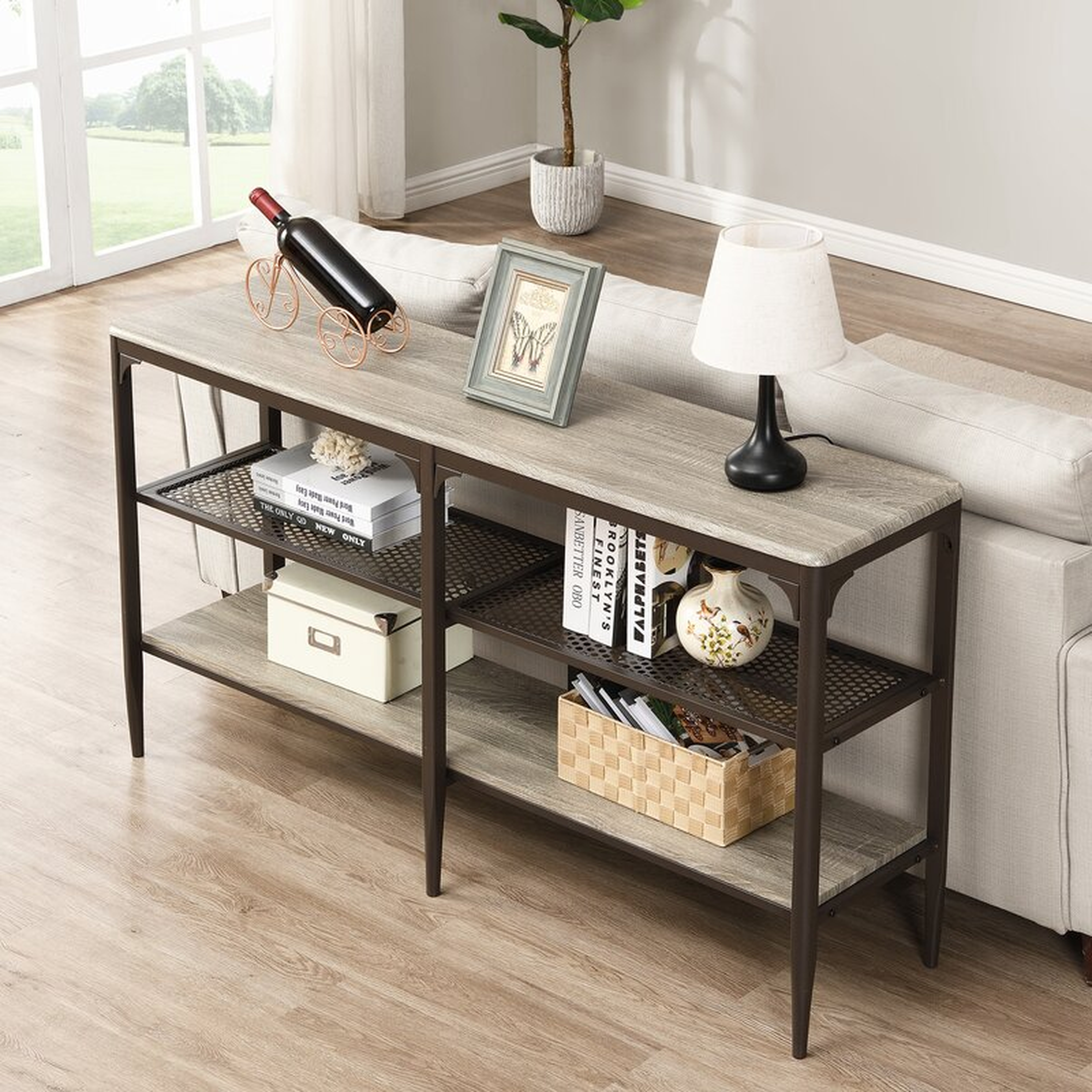 3-Tier Industrial Entryway Console Table For Living Room - Wayfair