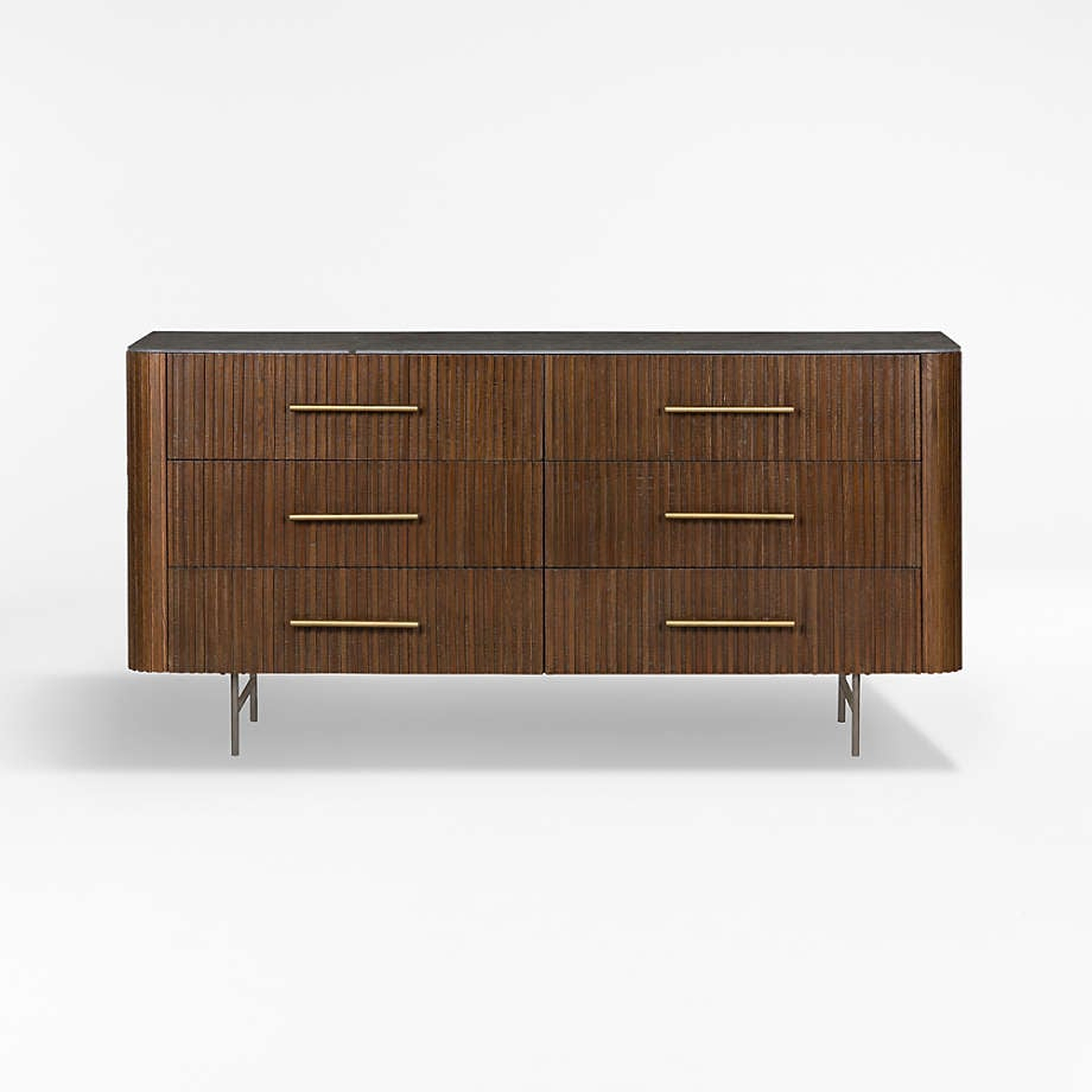 Baylor 64.5" Brown Oak 6-Drawer Dresser - Crate and Barrel