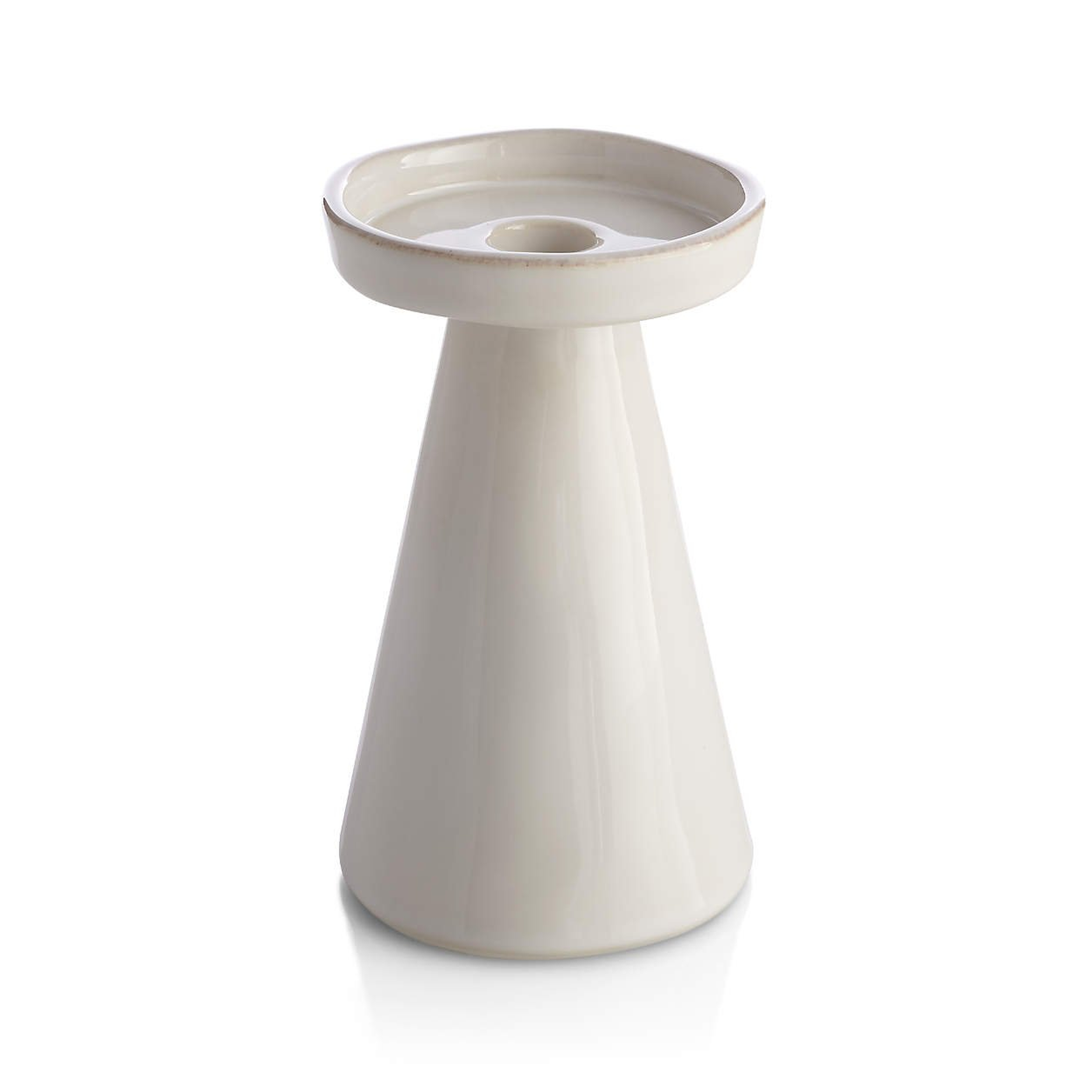 Marin White Taper/Pillar Candle Holder, Large - Crate and Barrel