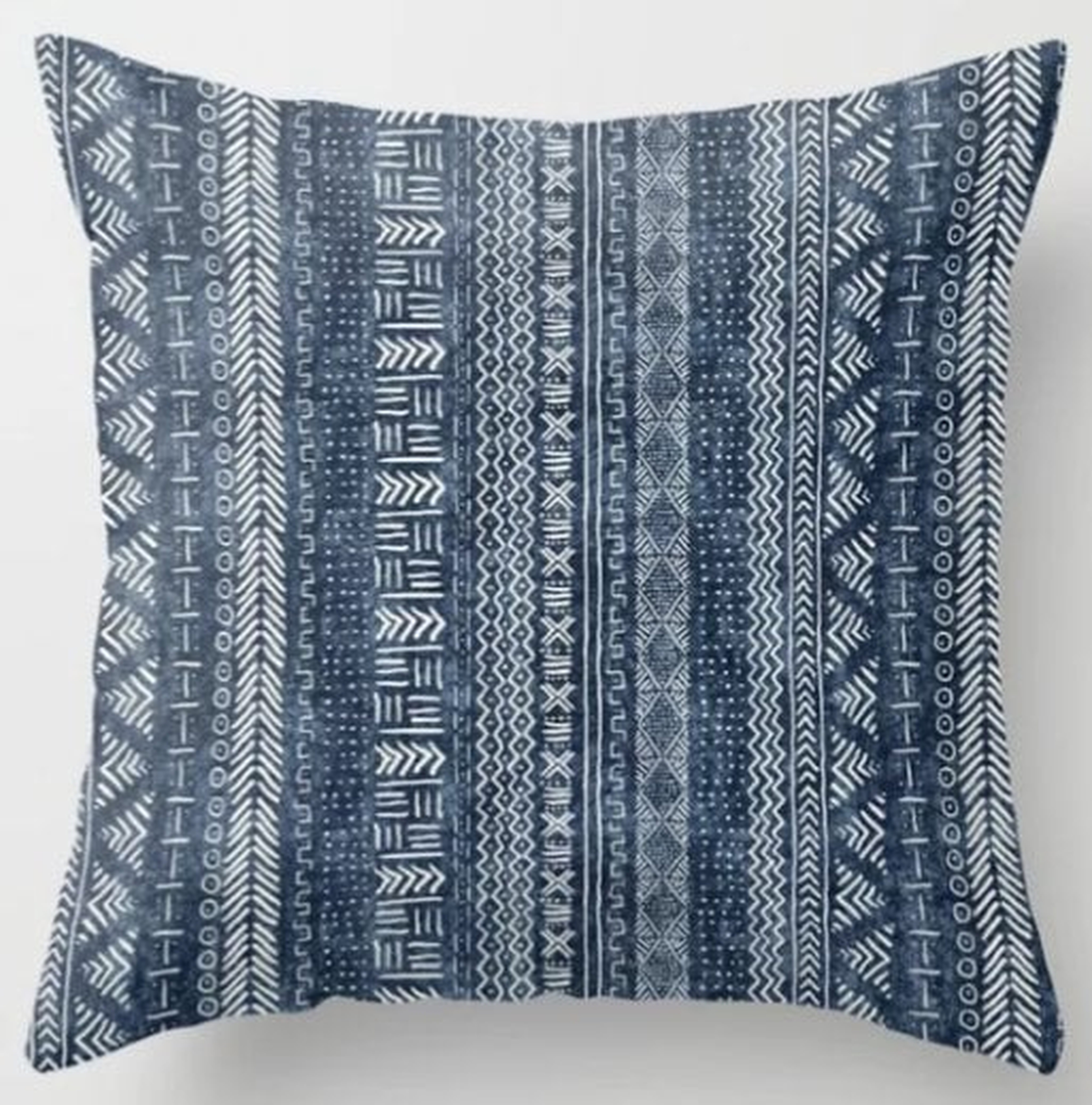 Mud Cloth Stripe Throw Pillow, Blue, 20" x 20" - Society6