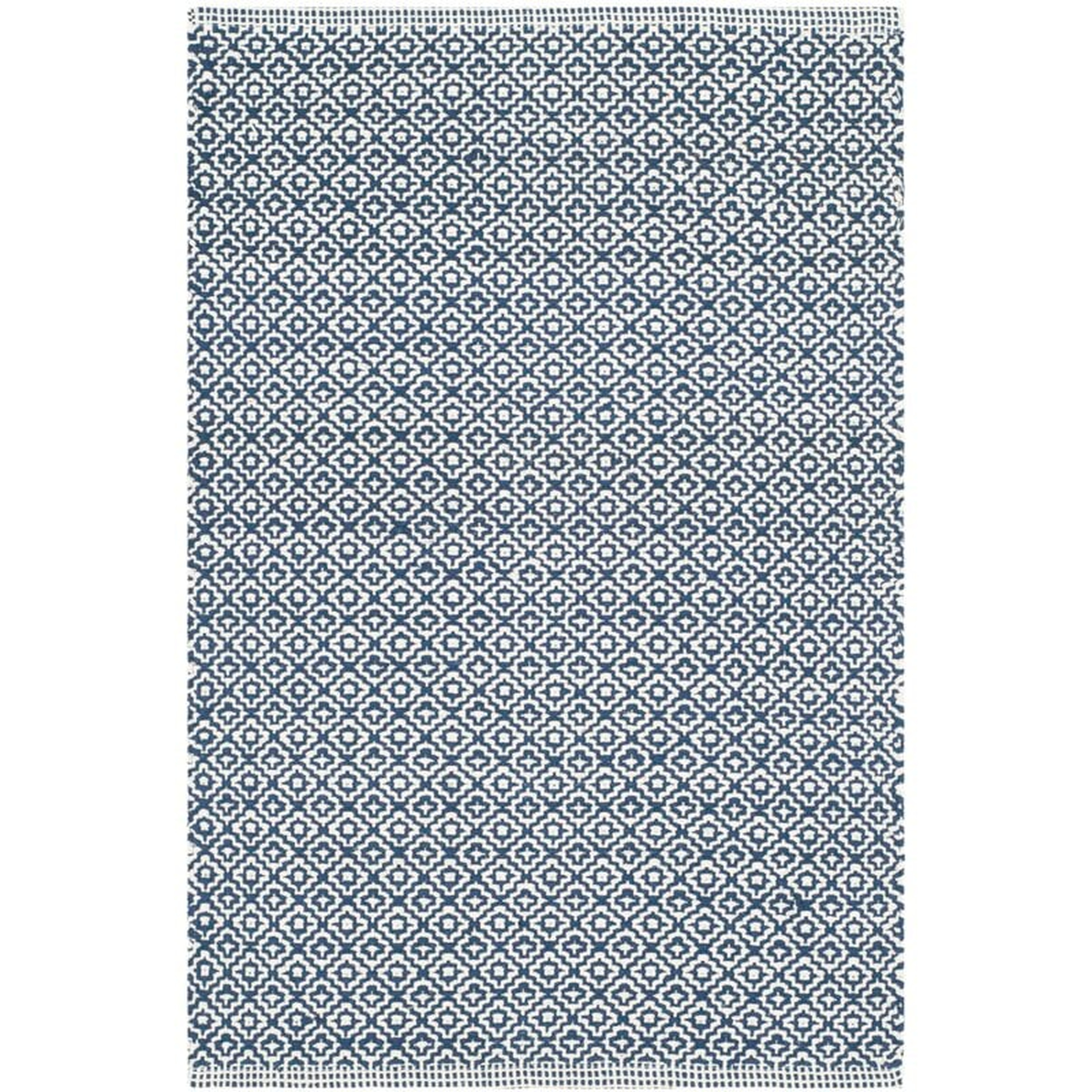 Hampden Geometric Handmade Flatweave Cotton Ivory/Navy Area Rug - Birch Lane