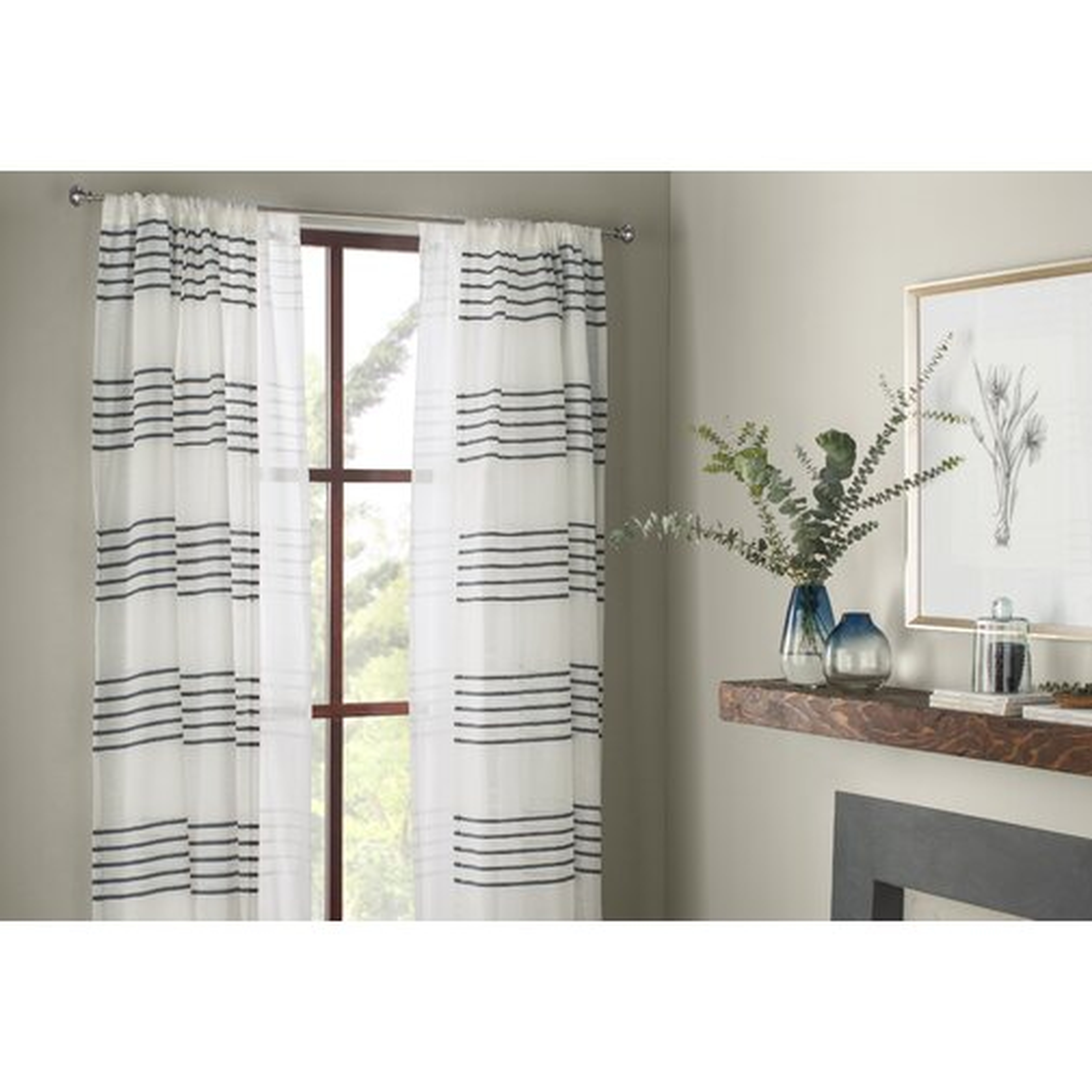 Winterbourne Down Striped Sheer Rod Pocket Curtain Panels (set of 2) - AllModern