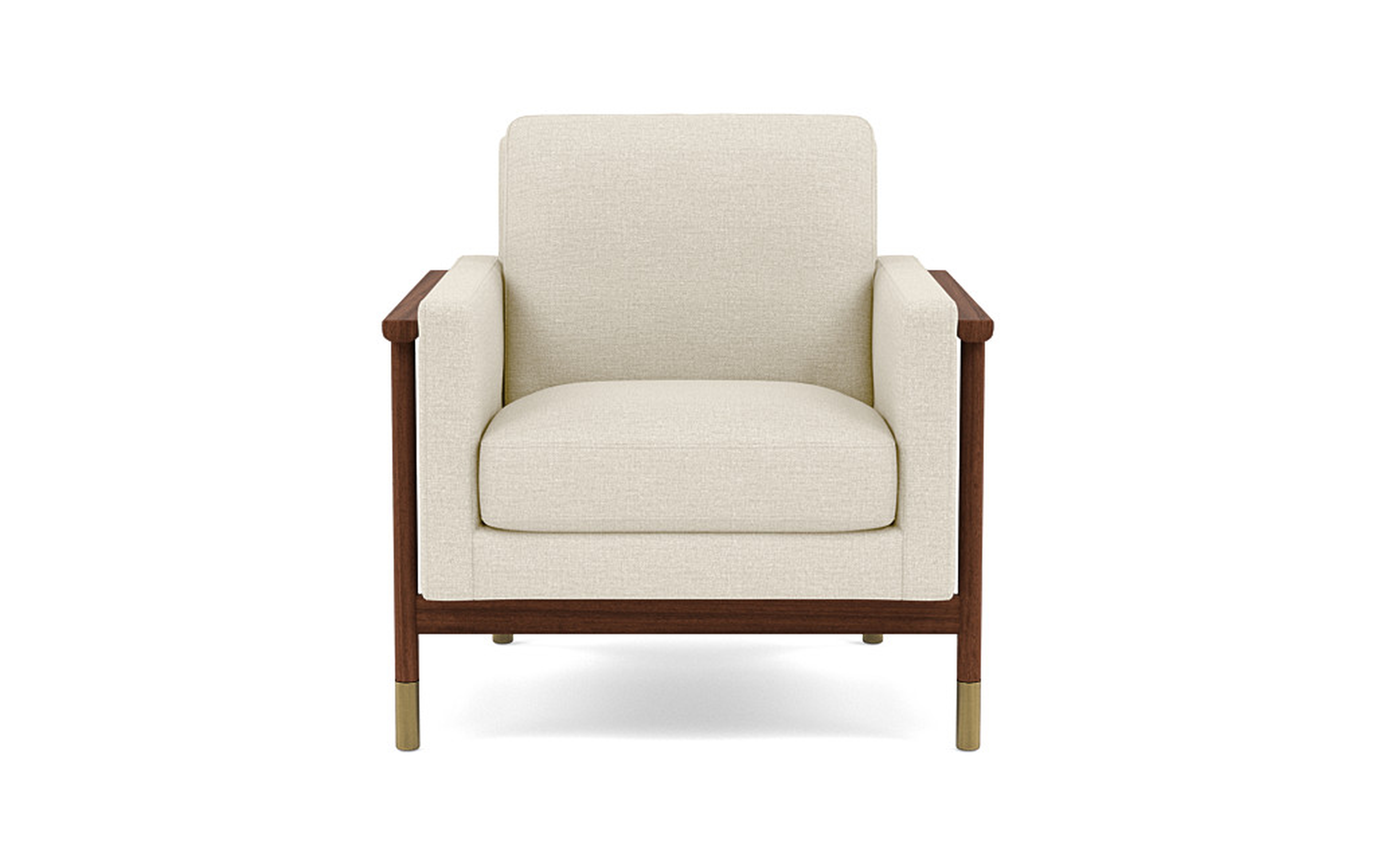 Jason Wu Petite Chair with Oat Performance Pebble Knit and Oiled Walnut with Brass Cap legs - Interior Define