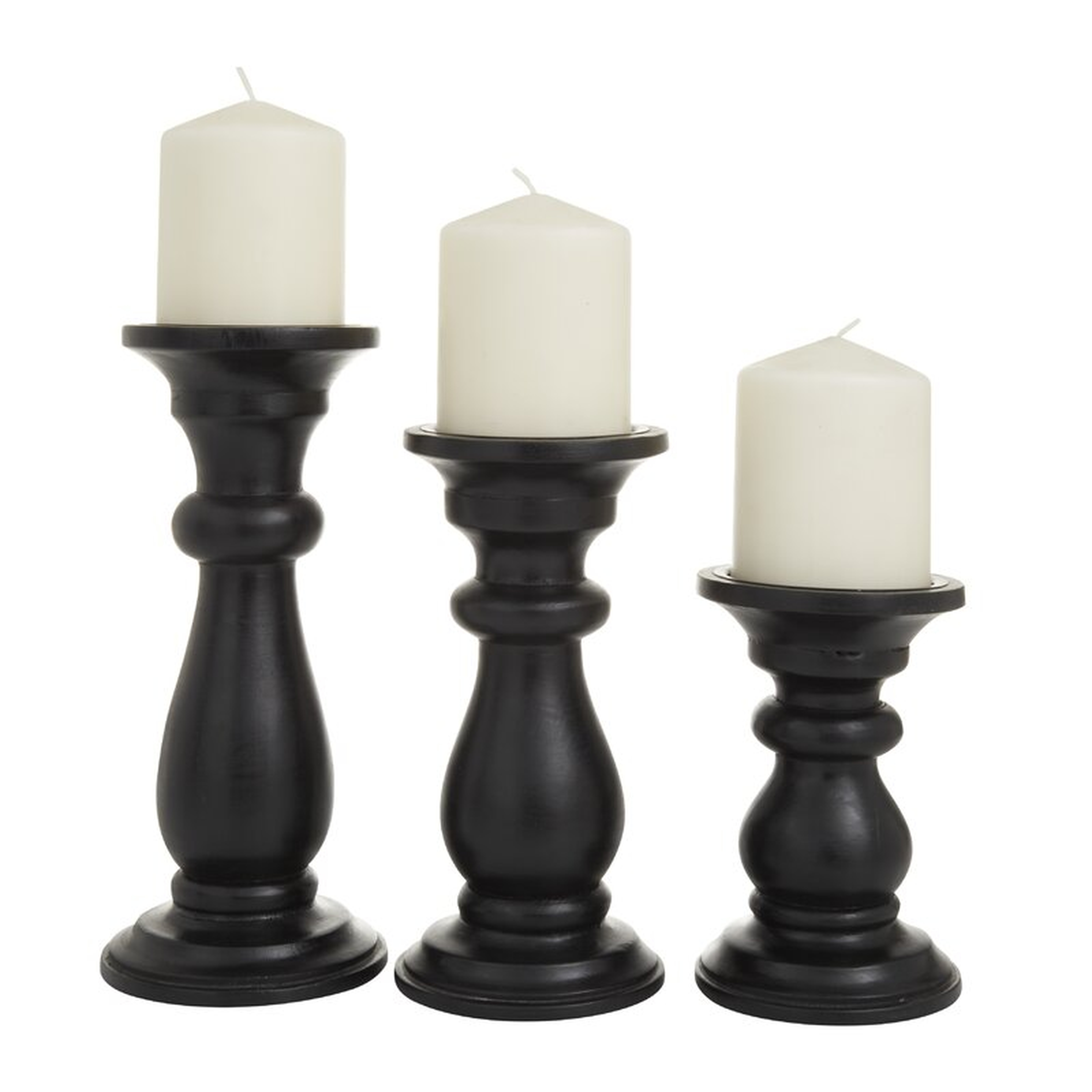 3 Piece Wood Tabletop Candlestick Set (Set of 3) - Wayfair