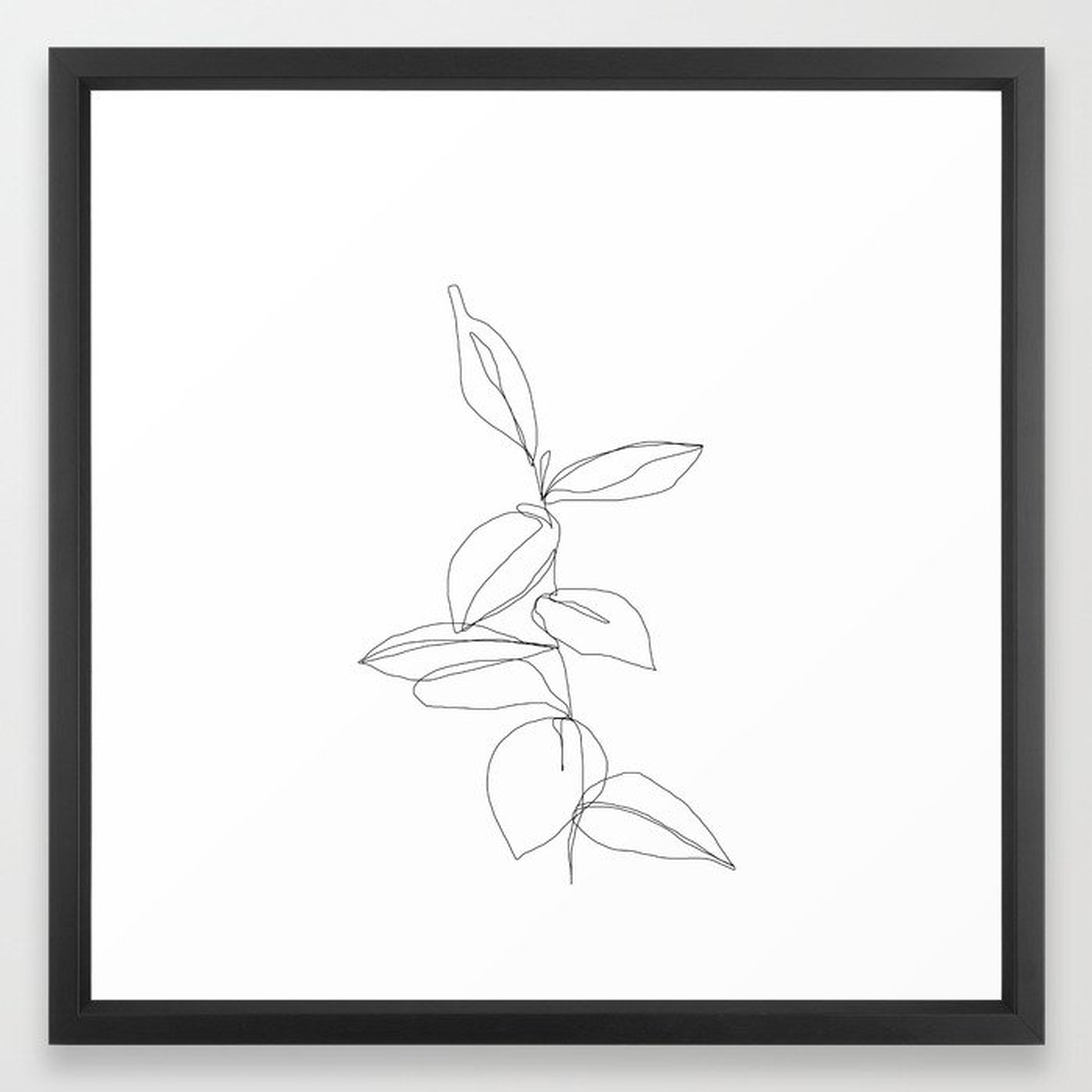 One line minimal plant leaves drawing - Berry, Framed Art Print, 20" x 20" - Society6