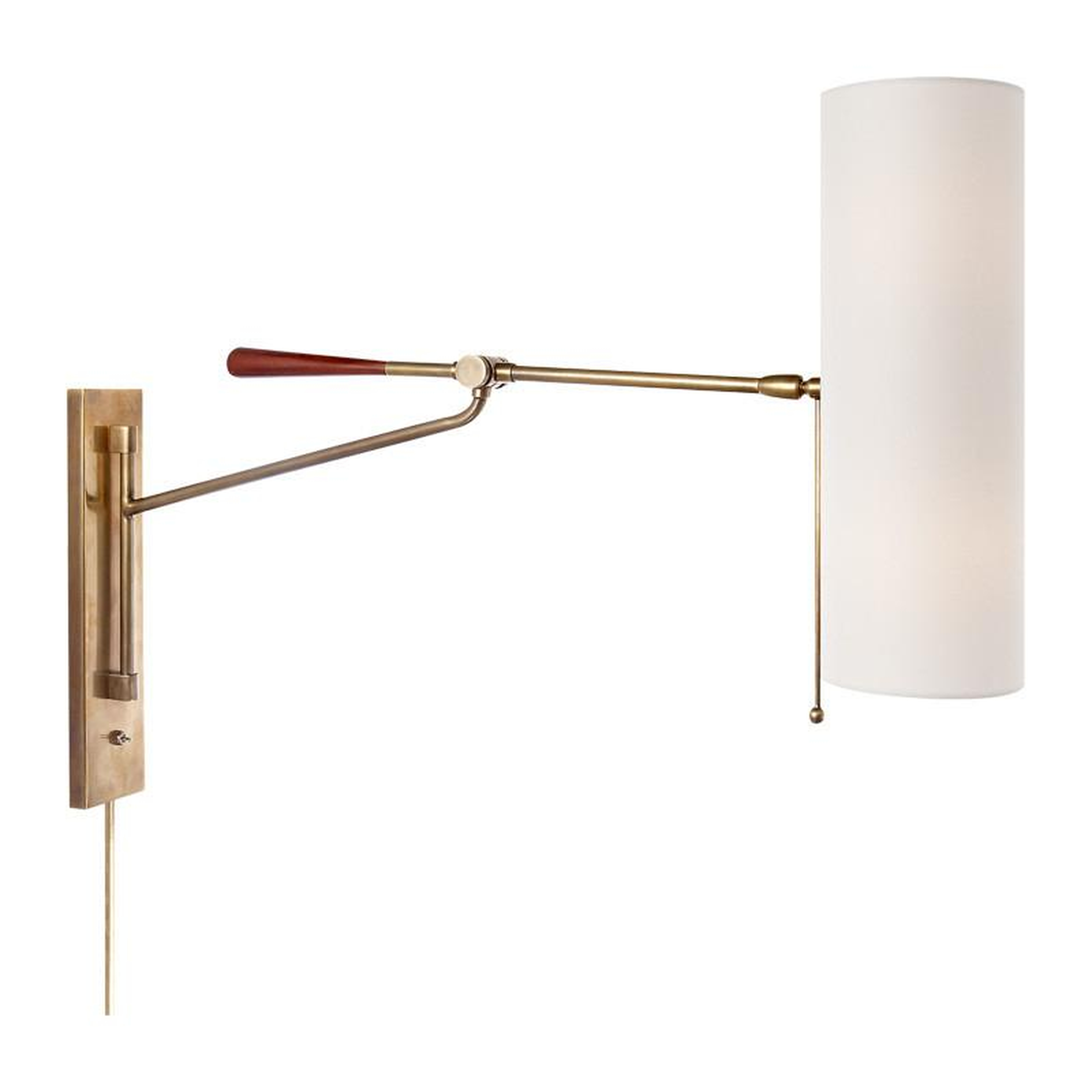 FRANKFORT ARTICULATING WALL LIGHT - HAND-RUBBED ANTIQUE BRASS & MAHOGANY ACCENTS - McGee & Co.