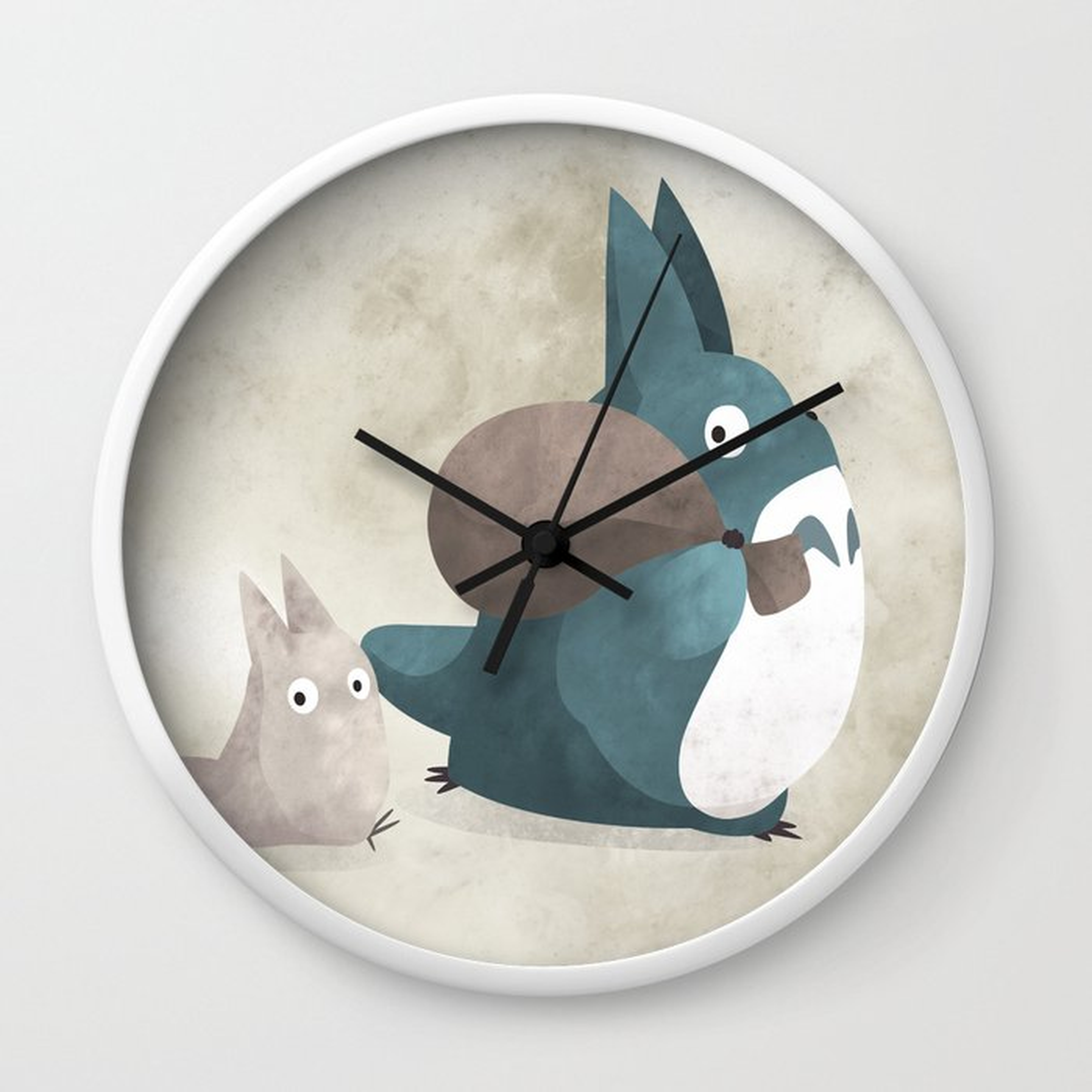 Totoro's creatures illustration Wall Clock, White, Black Hands - Society6