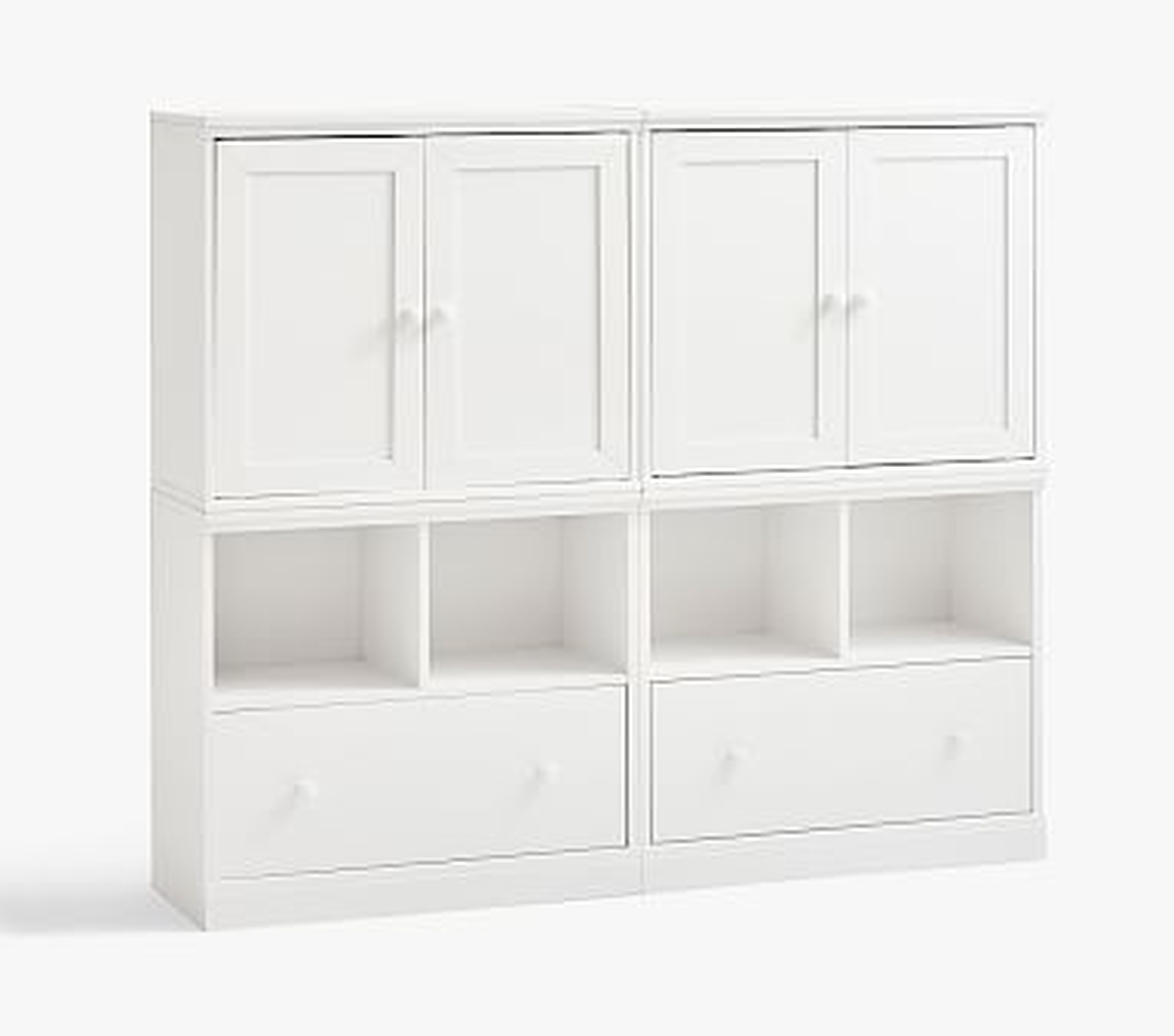 Cameron 2 Cubbies & 2 Double Drawer Base Set, Simply White, Flat Rate - Pottery Barn Kids