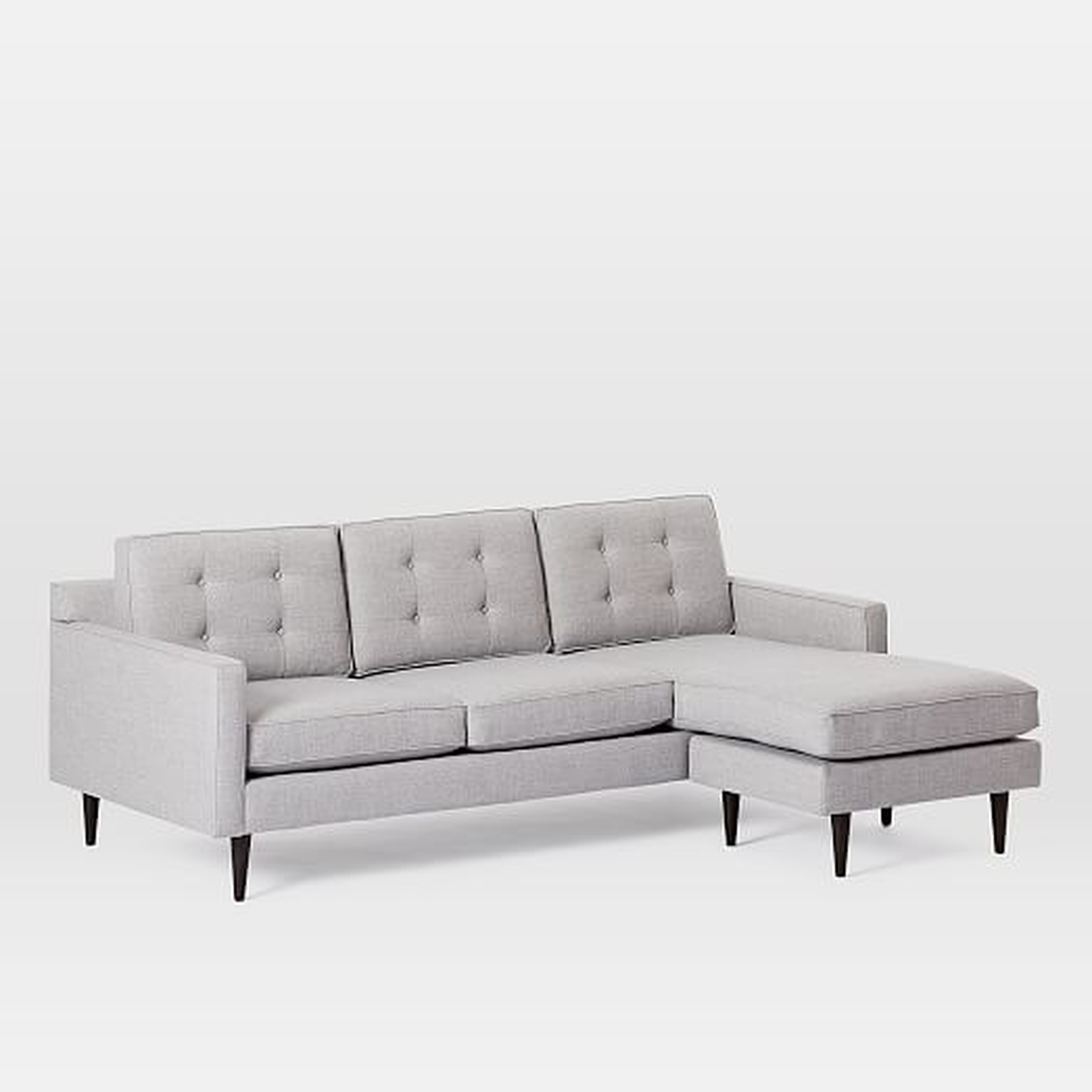 Drake Mid-Century Flip Sectional, Poly, Twill, Platinum, Cone Chocolate - West Elm