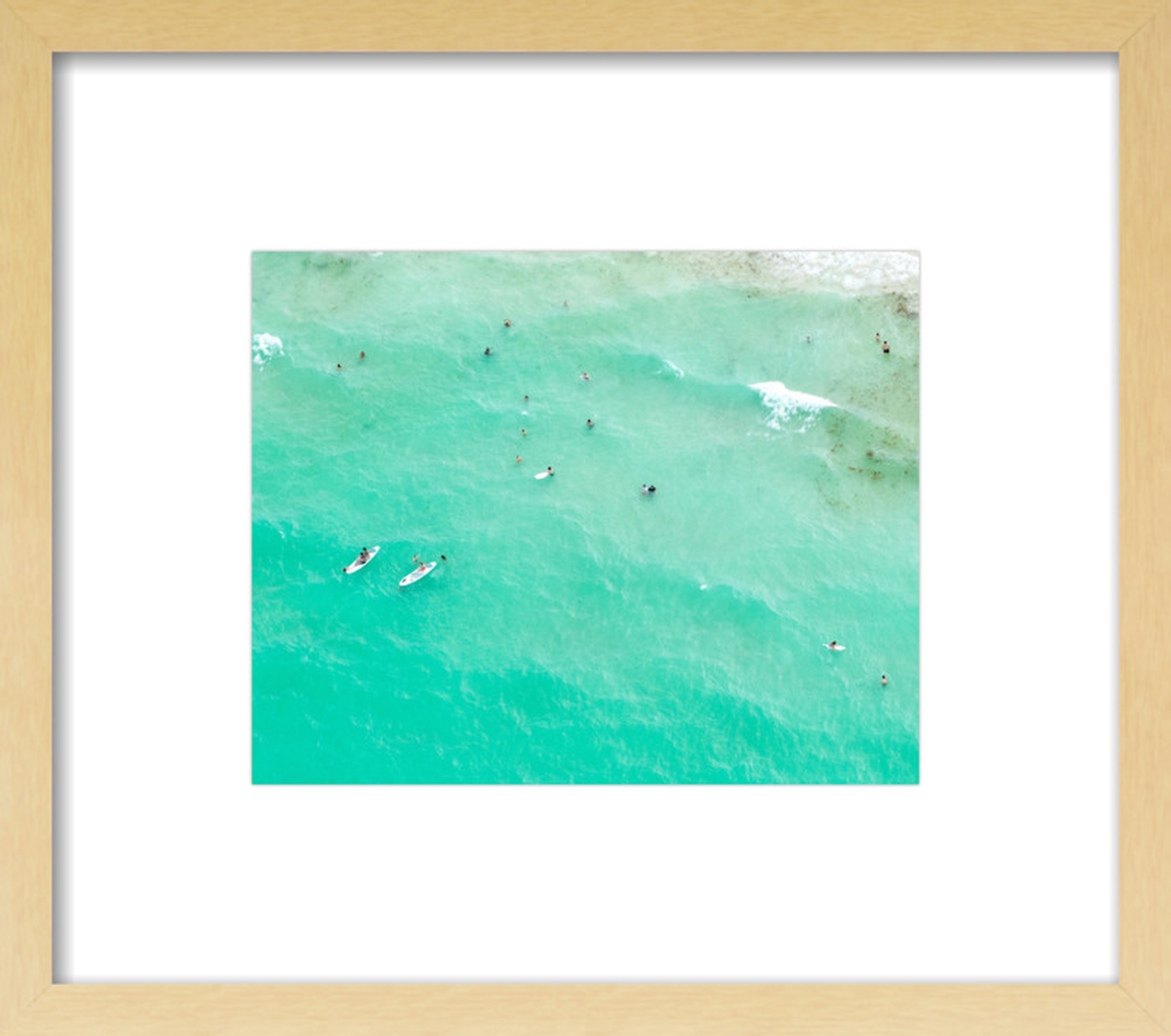Paddleboarders // 12" x 10" // Natural Smooth Veneer Frame // With Matte - Artfully Walls