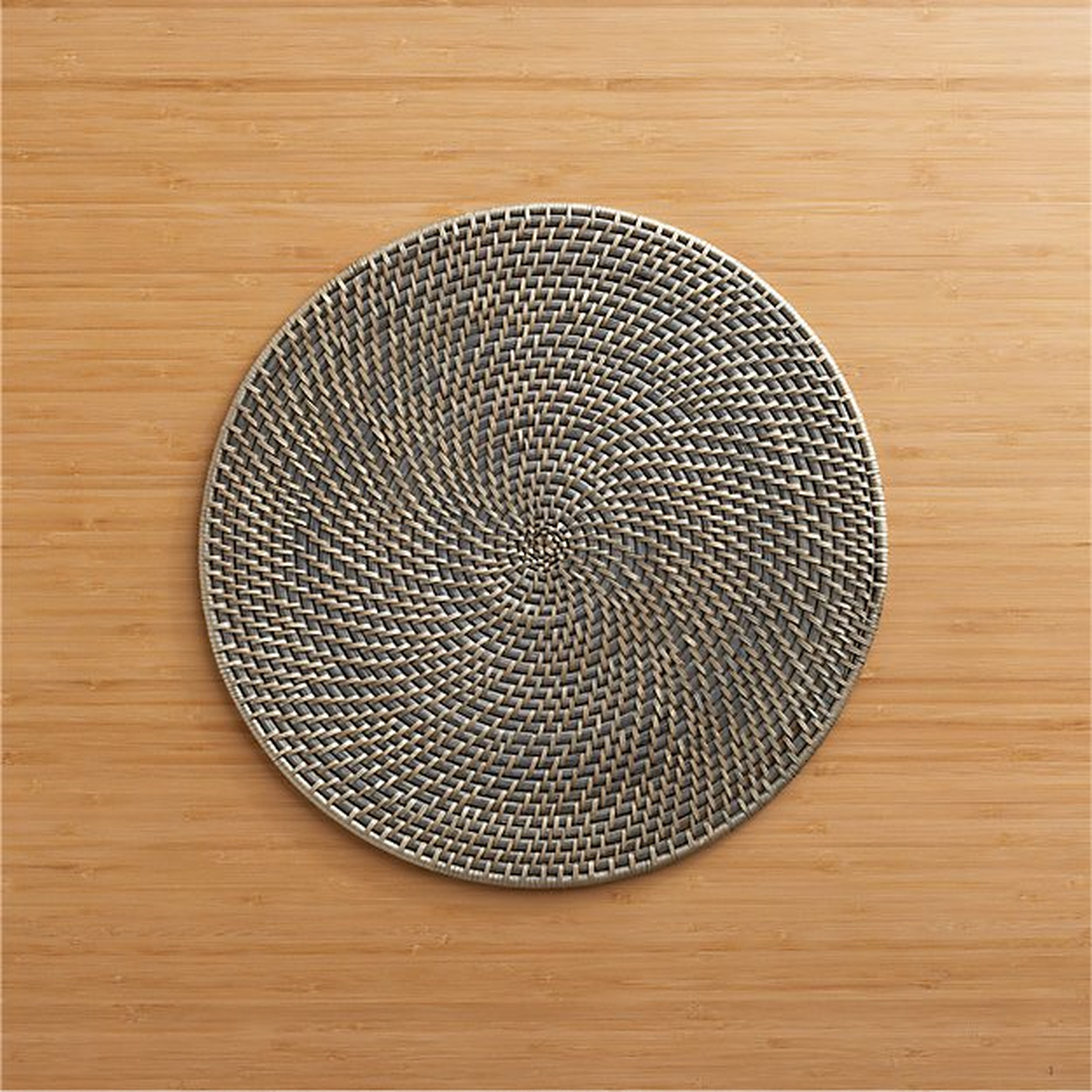 Artesia Round Grey Woven Rattan Placemat - Crate and Barrel