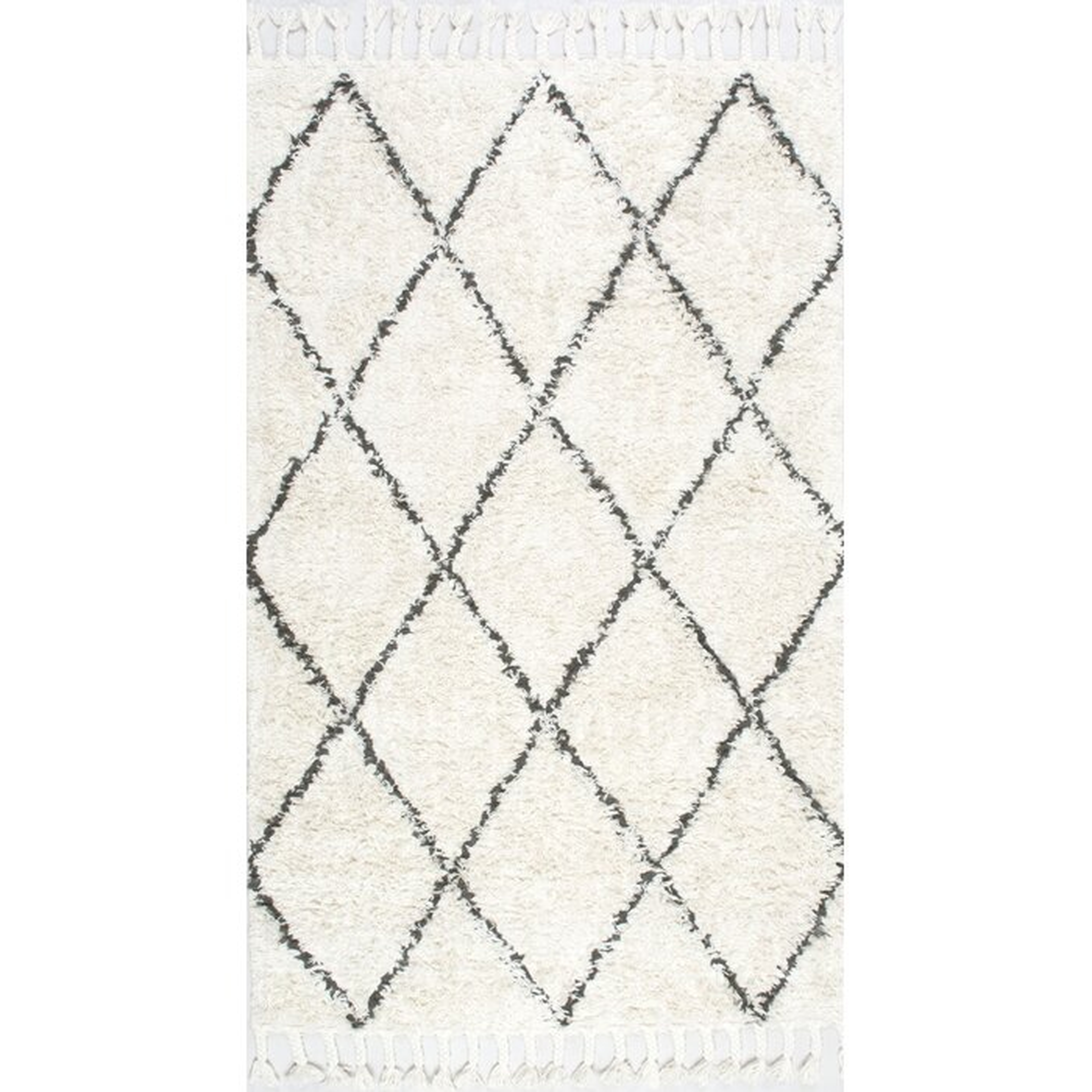 Twinar Geometric Hand-Knotted Wool Off White/Dark Gray Area Rug - Wayfair