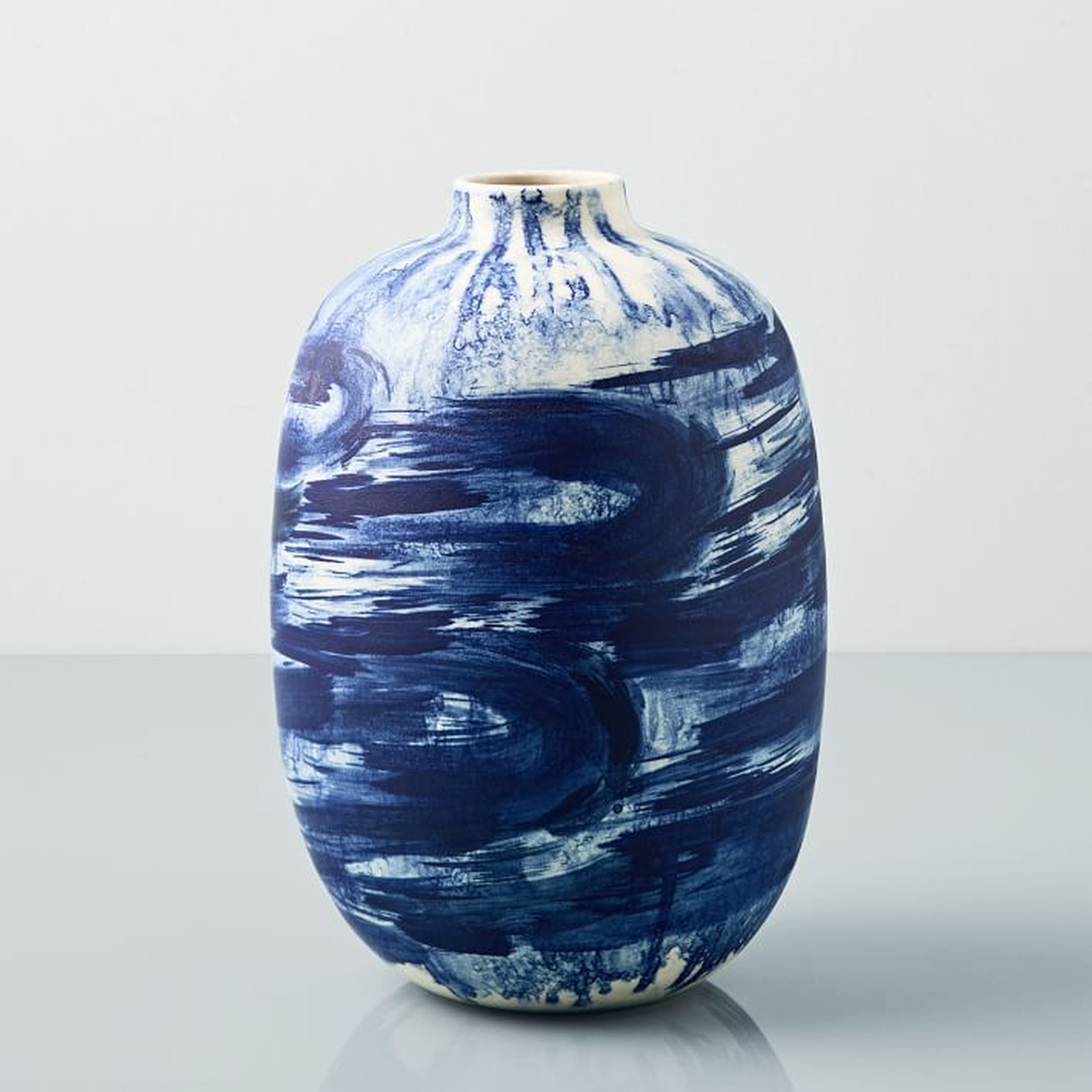 Abstract Indigo Vase, Large Brushstroke, 12" - West Elm